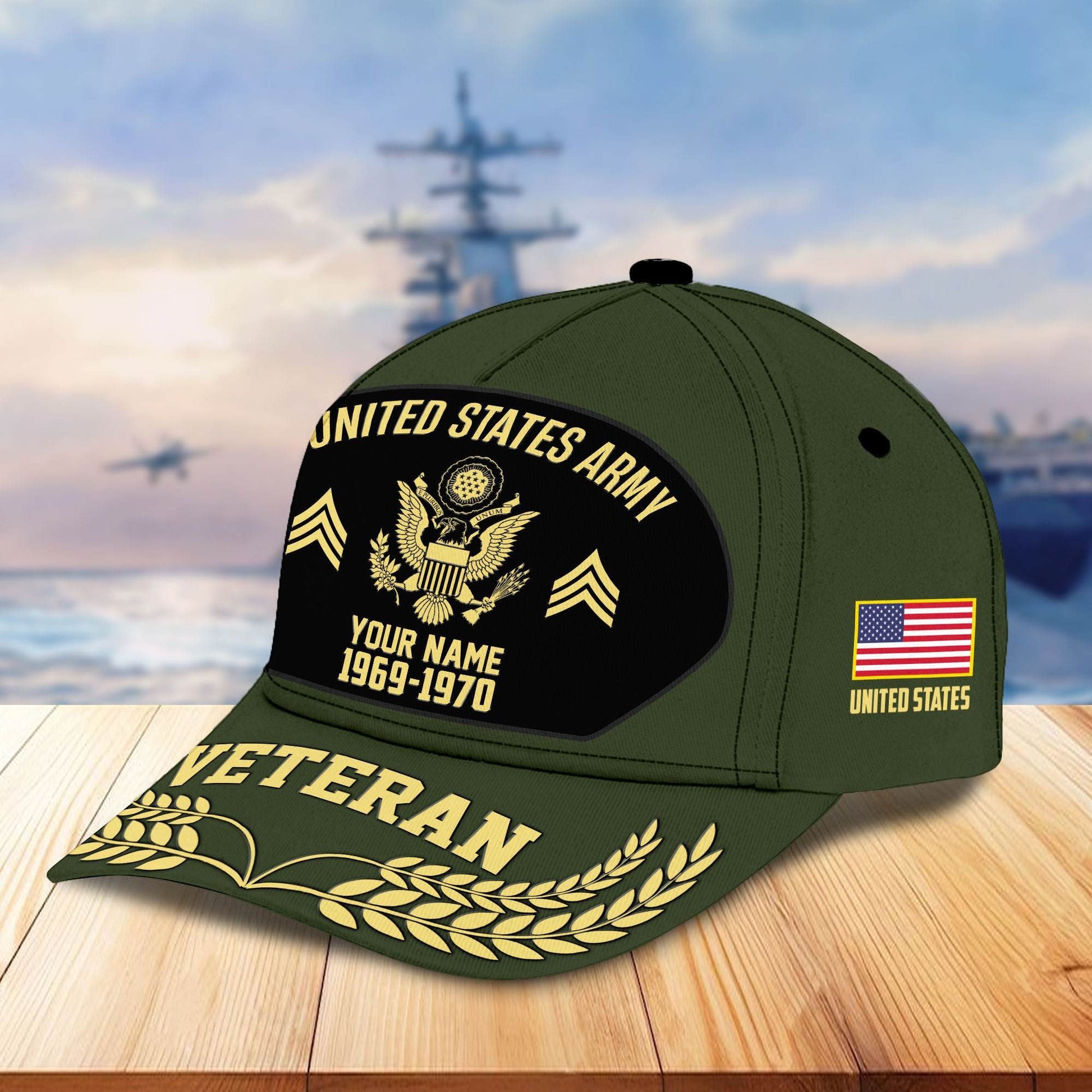 Premium US Veterans Baseball Hats BPHN080512, Custom Name, Rank, Year, Gifts For US Veterans On Father's Day, Armed Forces Day, Independence Day, Veterans Day.