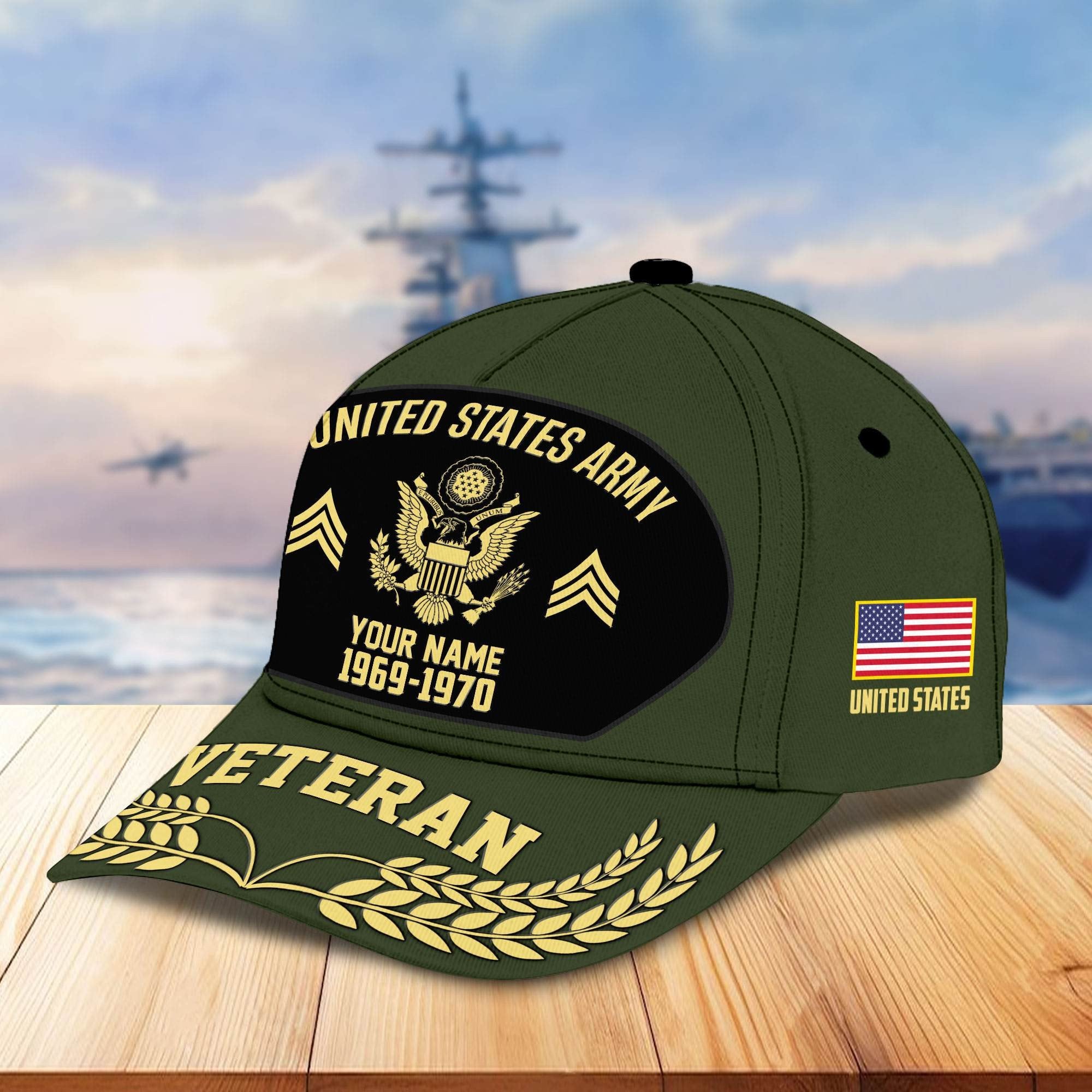 Premium US Veterans Baseball Hats BPHN080512, Custom Name, Rank, Year, Gifts For US Veterans On Father's Day, Armed Forces Day, Independence Day, Veterans Day.