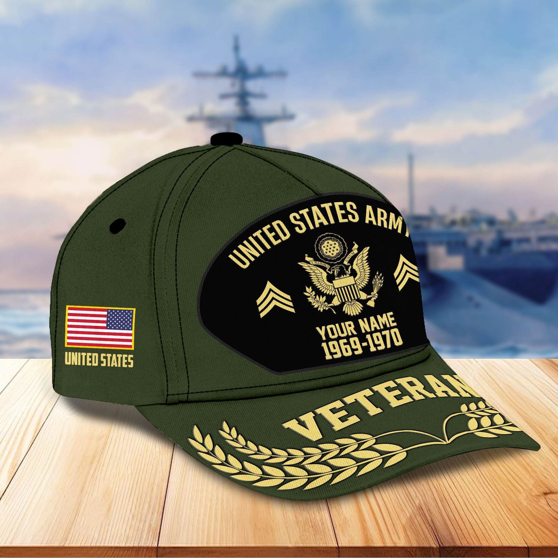 Premium US Veterans Baseball Hats BPHN080512, Custom Name, Rank, Year, Gifts For US Veterans On Father's Day, Armed Forces Day, Independence Day, Veterans Day.
