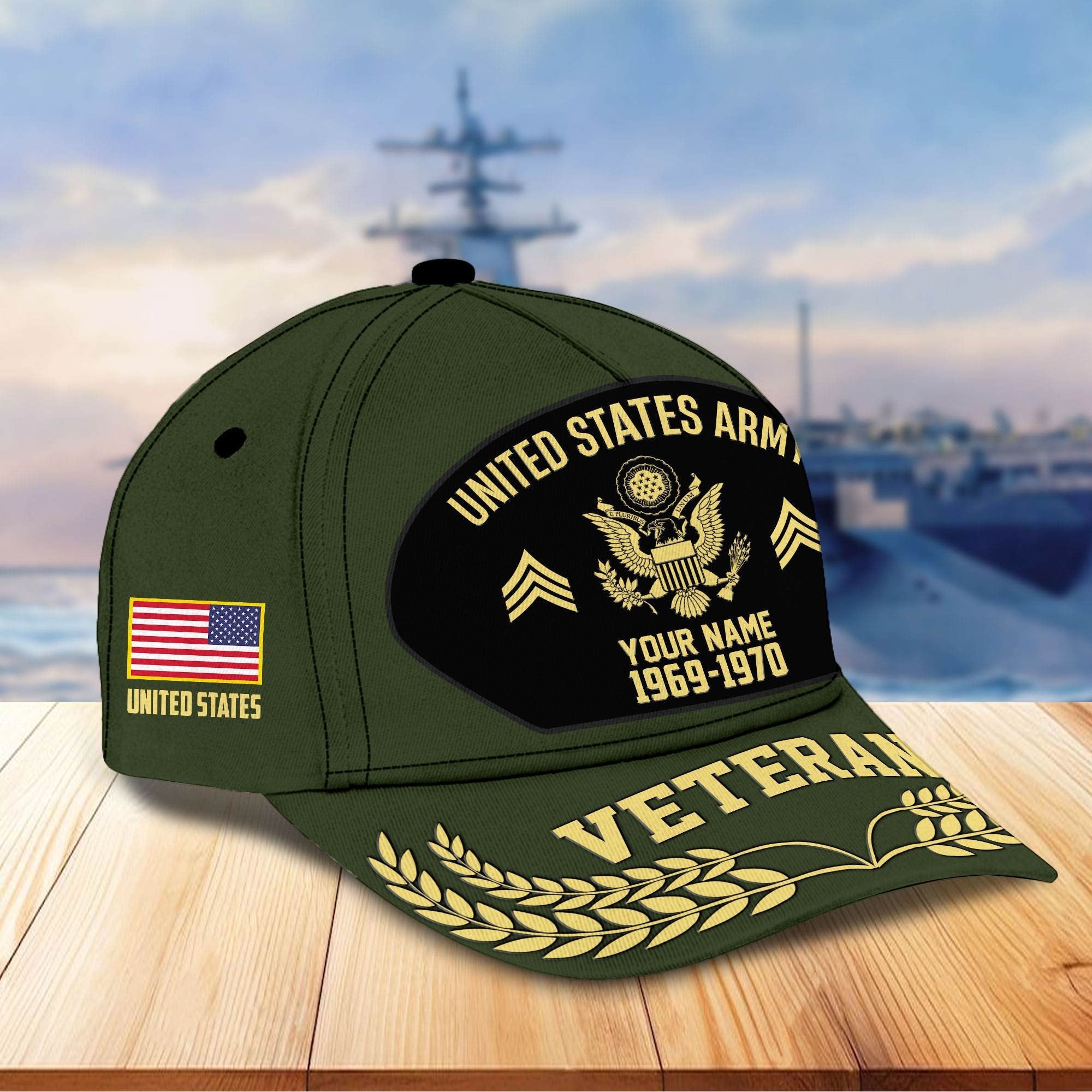 Premium US Veterans Baseball Hats BPHN080512, Custom Name, Rank, Year, Gifts For US Veterans On Father's Day, Armed Forces Day, Independence Day, Veterans Day.