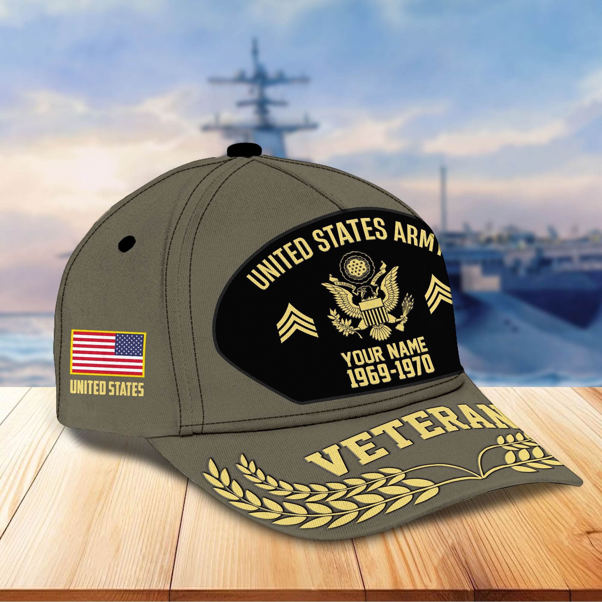 Premium US Veterans Baseball Hats BPHN080512, Custom Name, Rank, Year, Gifts For US Veterans On Father's Day, Armed Forces Day, Independence Day, Veterans Day.