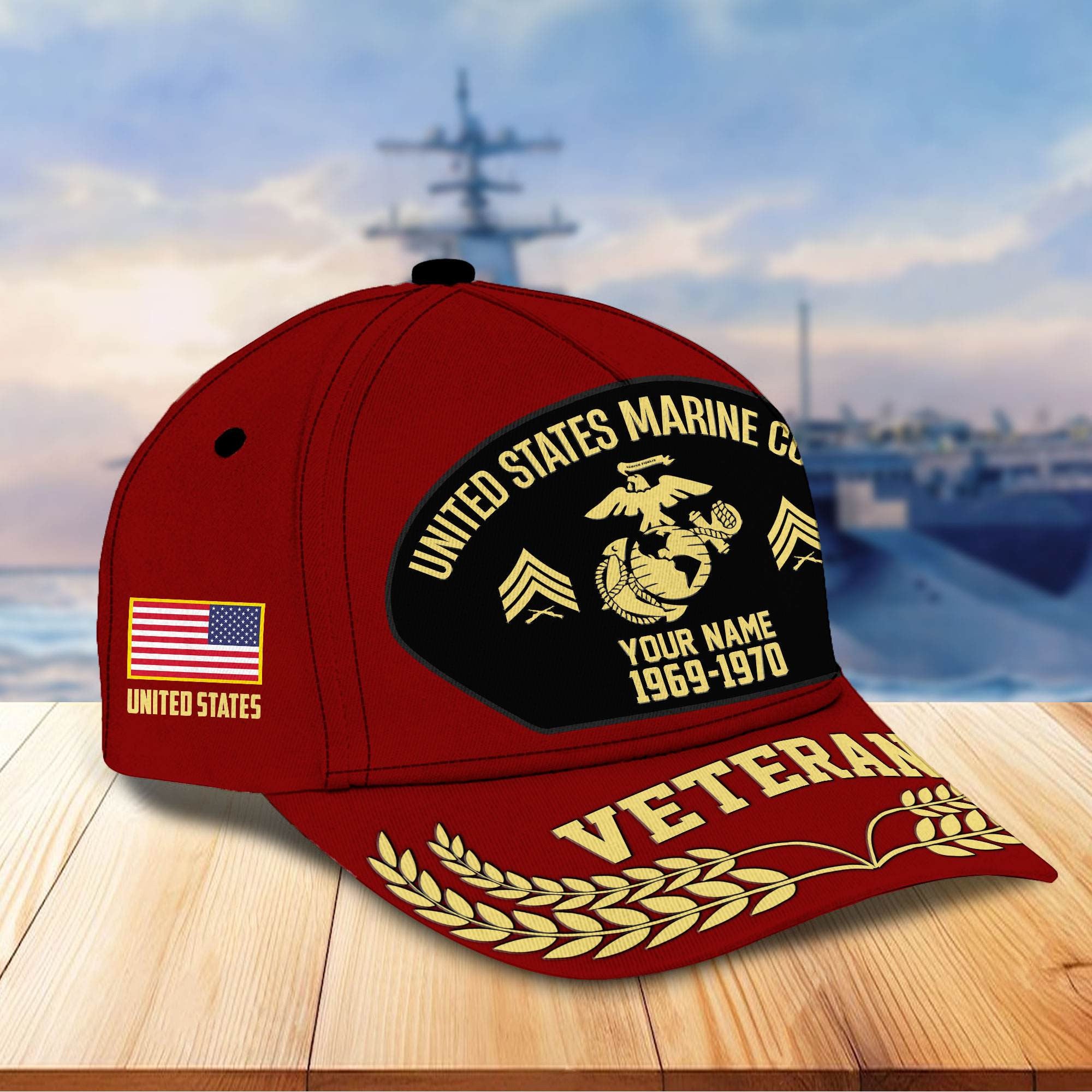 Premium US Veterans Baseball Hats BPHN080512, Custom Name, Rank, Year, Gifts For US Veterans On Father's Day, Armed Forces Day, Independence Day, Veterans Day.
