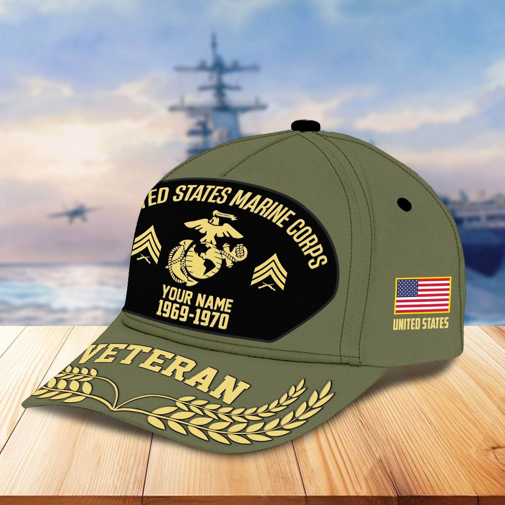 Premium US Veterans Baseball Hats BPHN080512, Custom Name, Rank, Year, Gifts For US Veterans On Father's Day, Armed Forces Day, Independence Day, Veterans Day.