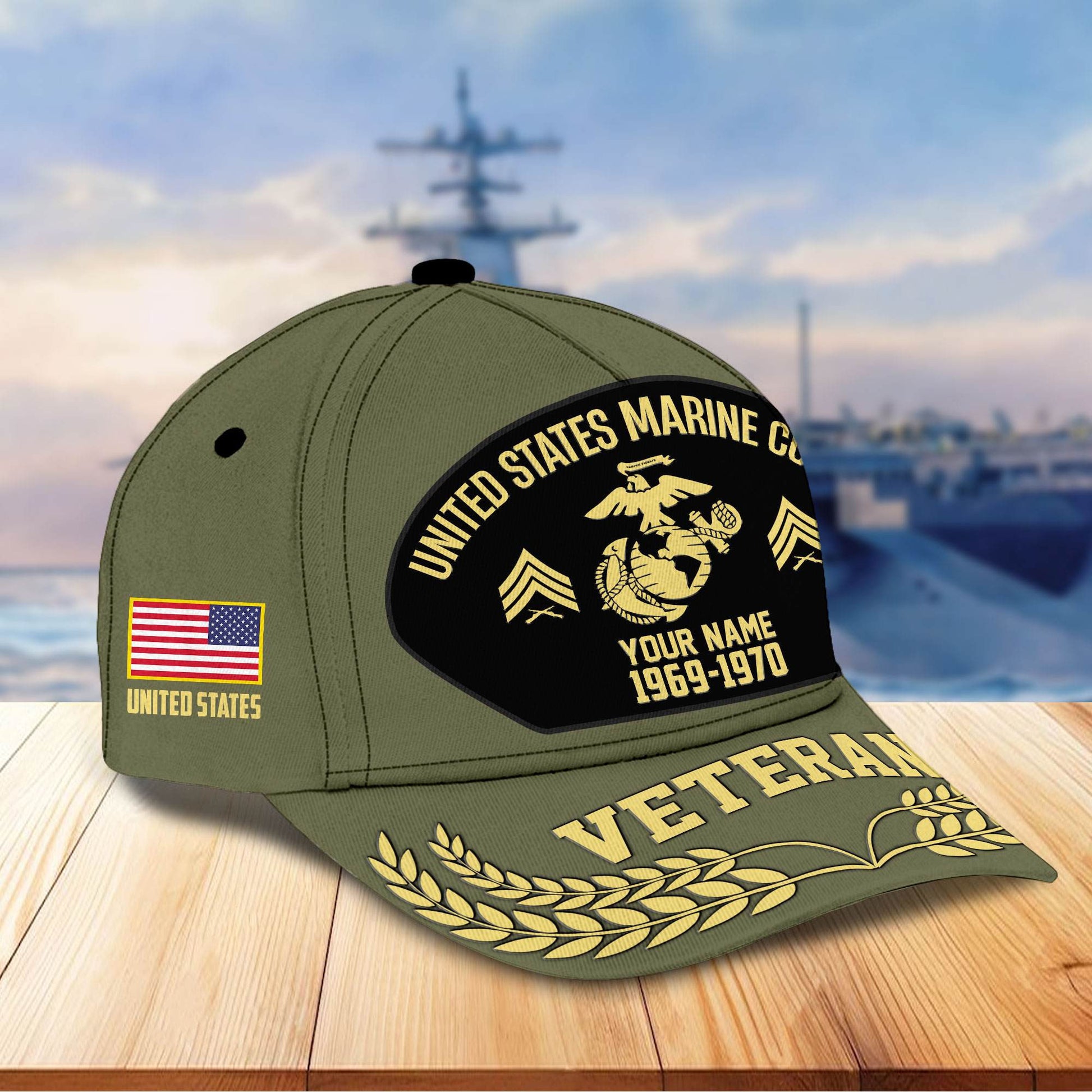 Premium US Veterans Baseball Hats BPHN080512, Custom Name, Rank, Year, Gifts For US Veterans On Father's Day, Armed Forces Day, Independence Day, Veterans Day.