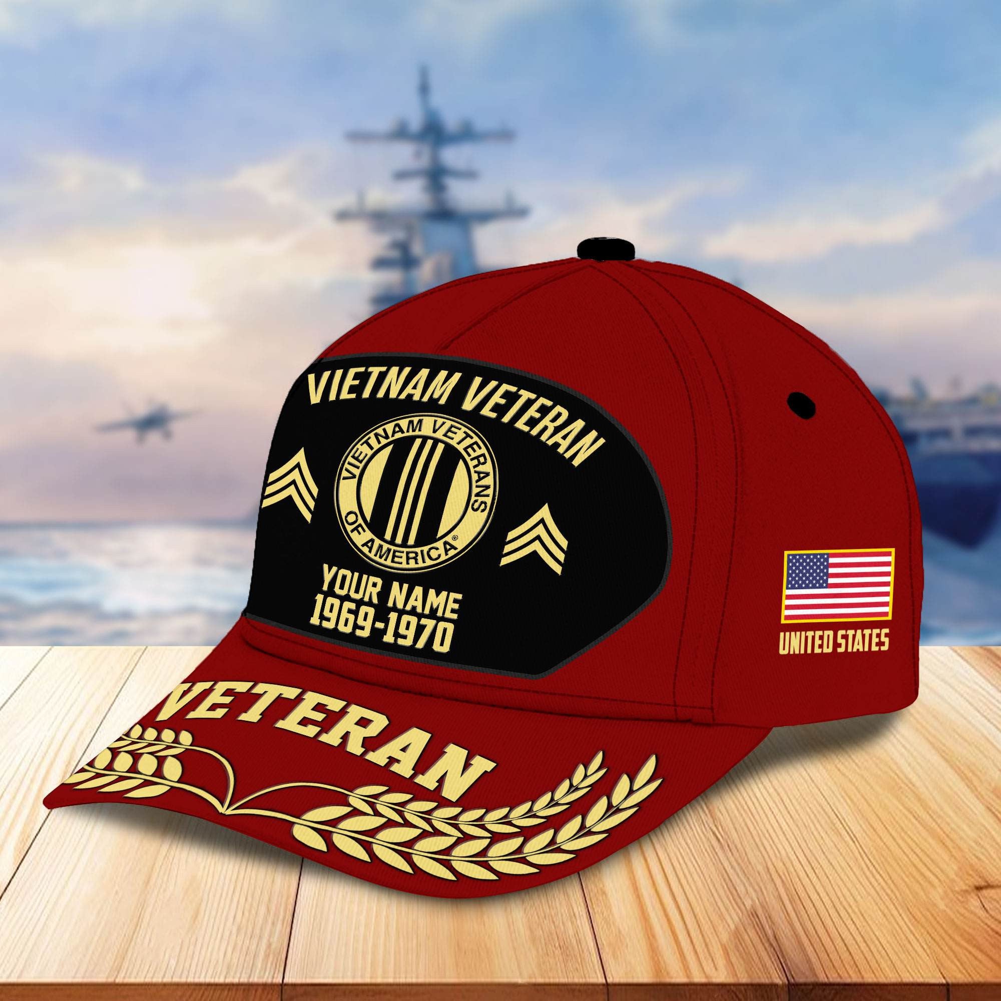 Premium US Veterans Baseball Hats BPHN080512, Custom Name, Rank, Year, Gifts For US Veterans On Father's Day, Armed Forces Day, Independence Day, Veterans Day.