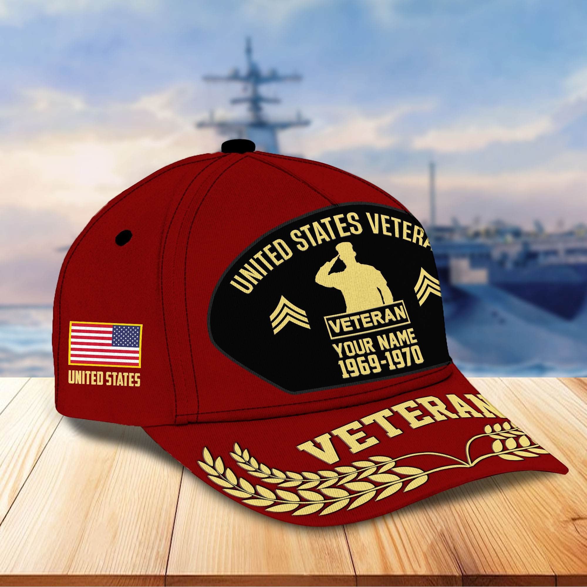 Premium US Veterans Baseball Hats BPHN080512, Custom Name, Rank, Year, Gifts For US Veterans On Father's Day, Armed Forces Day, Independence Day, Veterans Day.