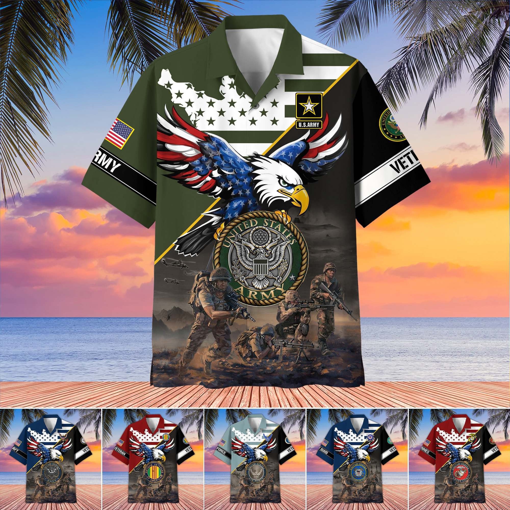 Premium US Veterans Hawaiian Shirt BPVC150501, Gifts For US Veterans, Gifts On Father's Day, Armed Forces Day, Veterans Day.
