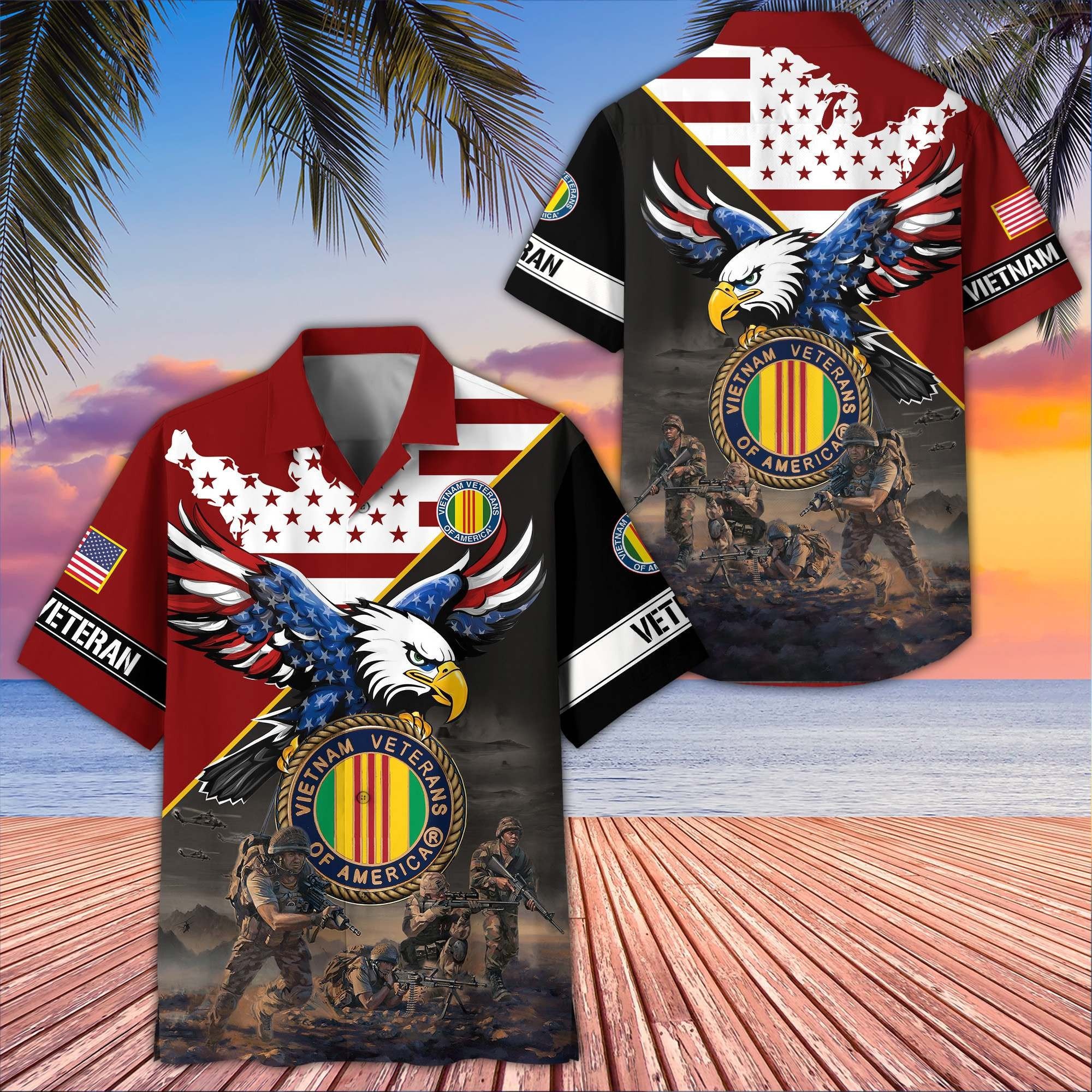 Premium US Veterans Hawaiian Shirt BPVC150501, Gifts For US Veterans, Gifts On Father's Day, Armed Forces Day, Veterans Day.