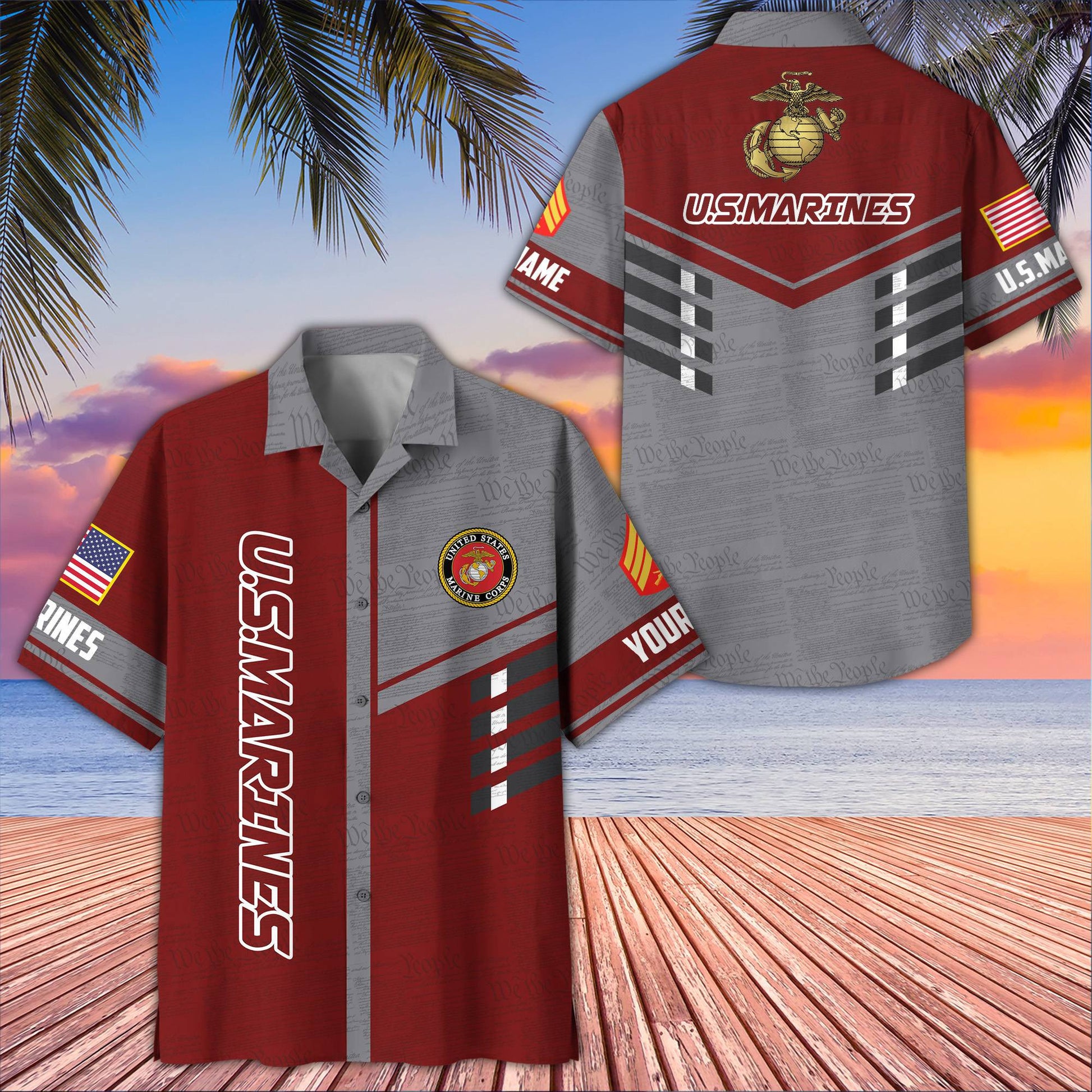 Premium Custom USMC Hawaiian Shirt VPVC406703, Gifts For Marine Veteran, Best Gifts On Father's Day, Armed Forces Day, Independence Day, Veterans Day.