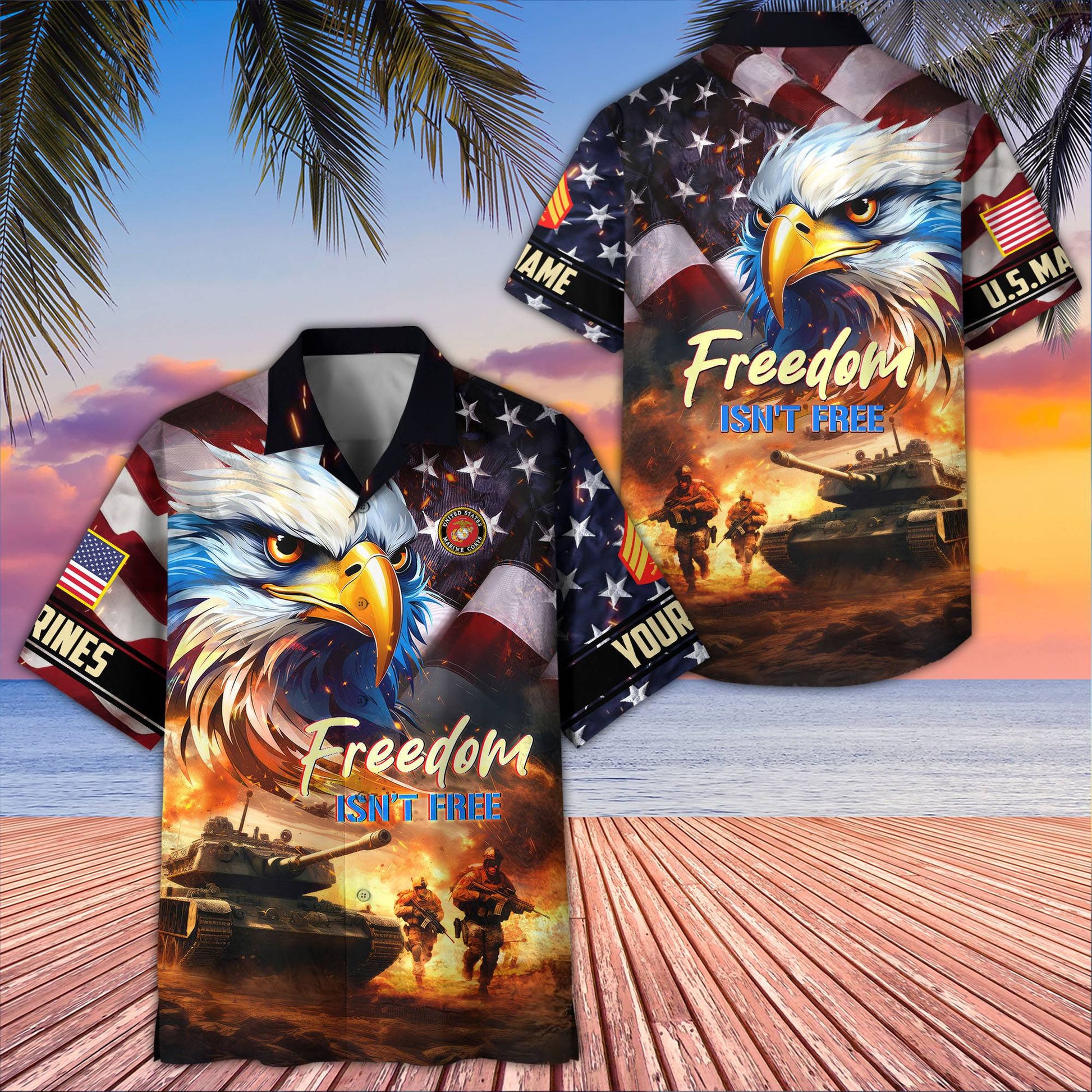 Unique Custom Name, Rank, USMC Hawaiian Shirt VPVC405503, Gifts For Marine Veteran, Best Gifts On Father's Day, Independence Day, Veterans Day.