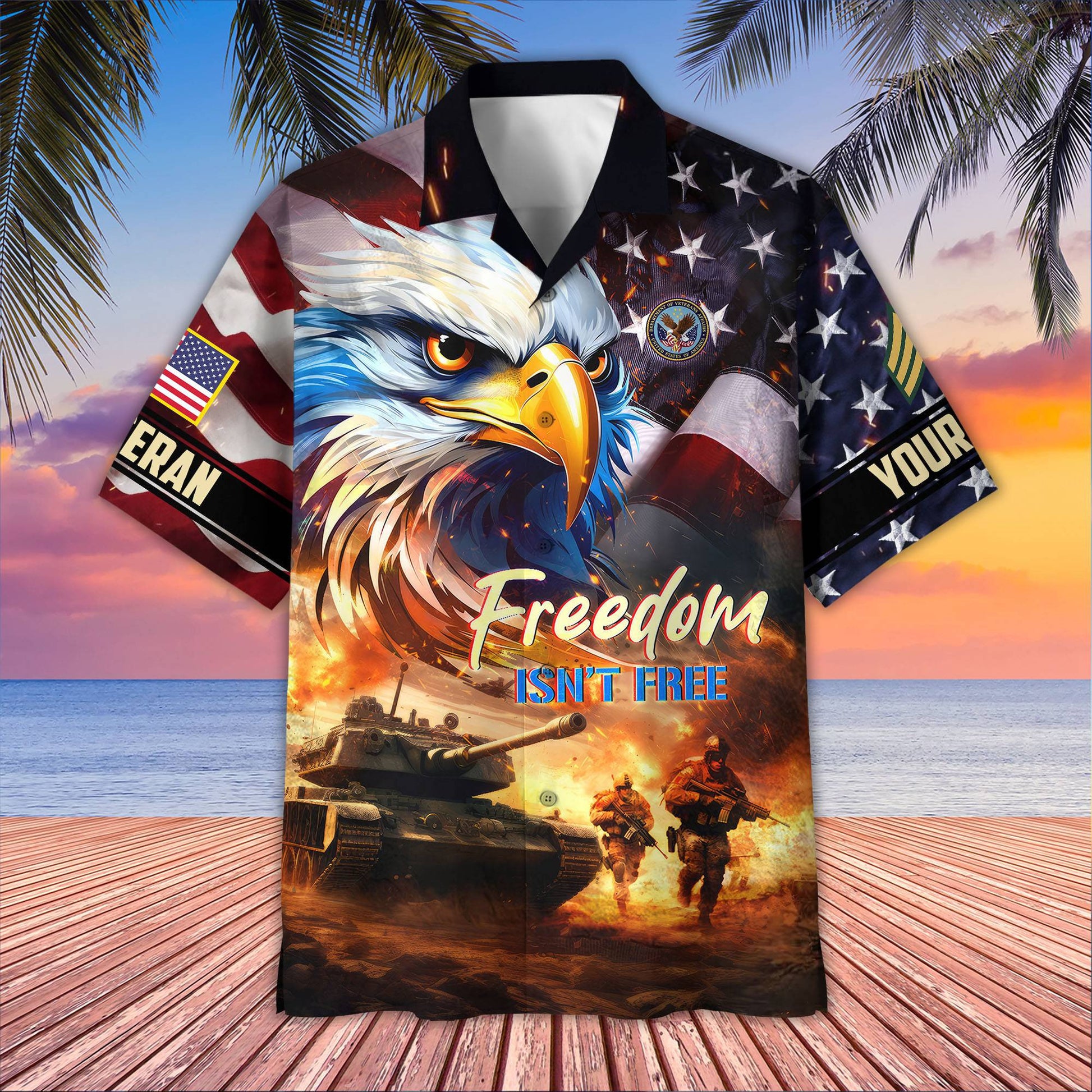 Unique Custom Name, Rank, US Veteran Hawaiian Shirt VPVC405507, Gifts For US Veteran, Best Gifts On Father's Day, Independence Day, Veterans Day.