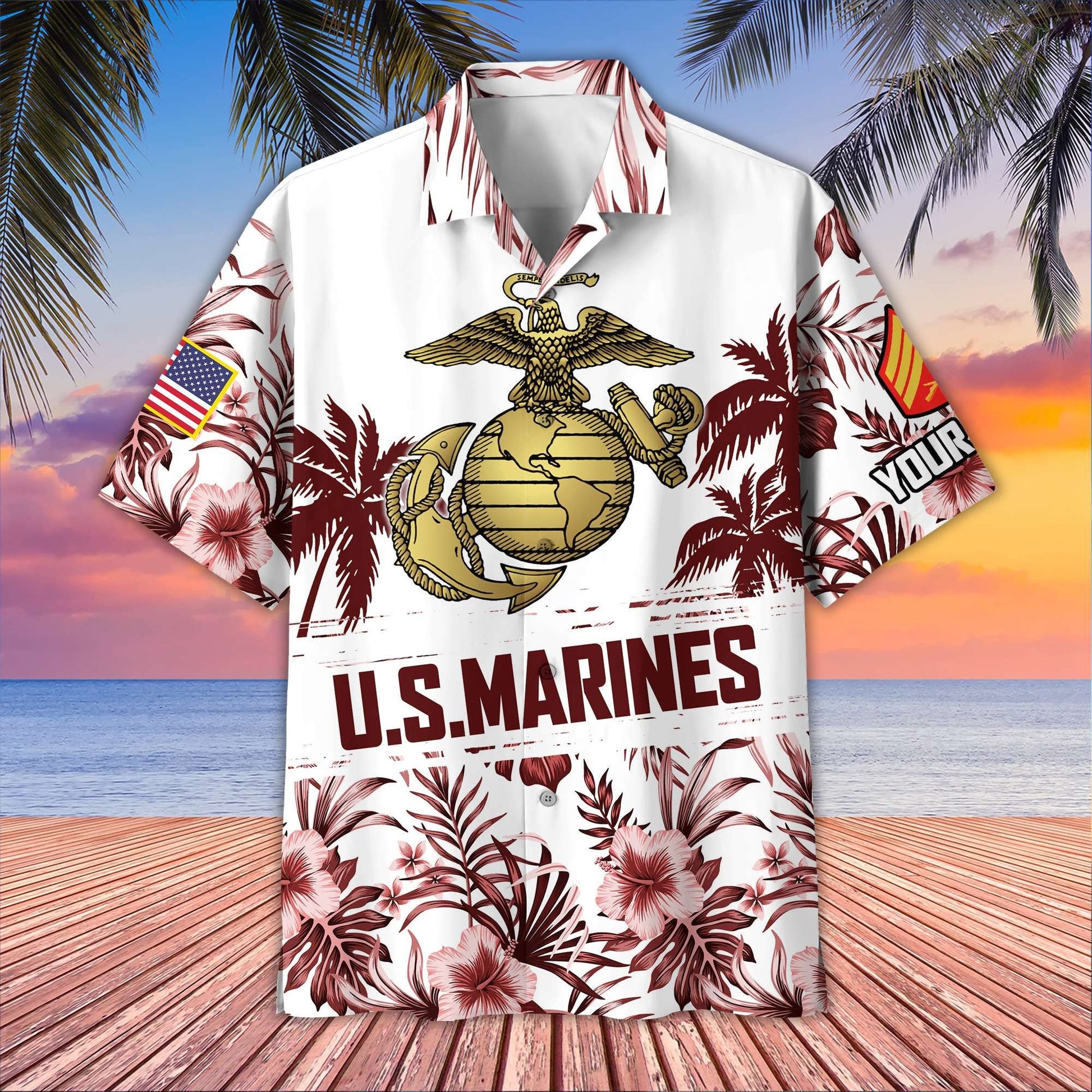 USMC Custom Hawaiian Shirt VPVC405303, Gifts For Marine Veteran, Best Gifts On Father's Day, Armed Forces Day, Independence Day, Veterans Day.