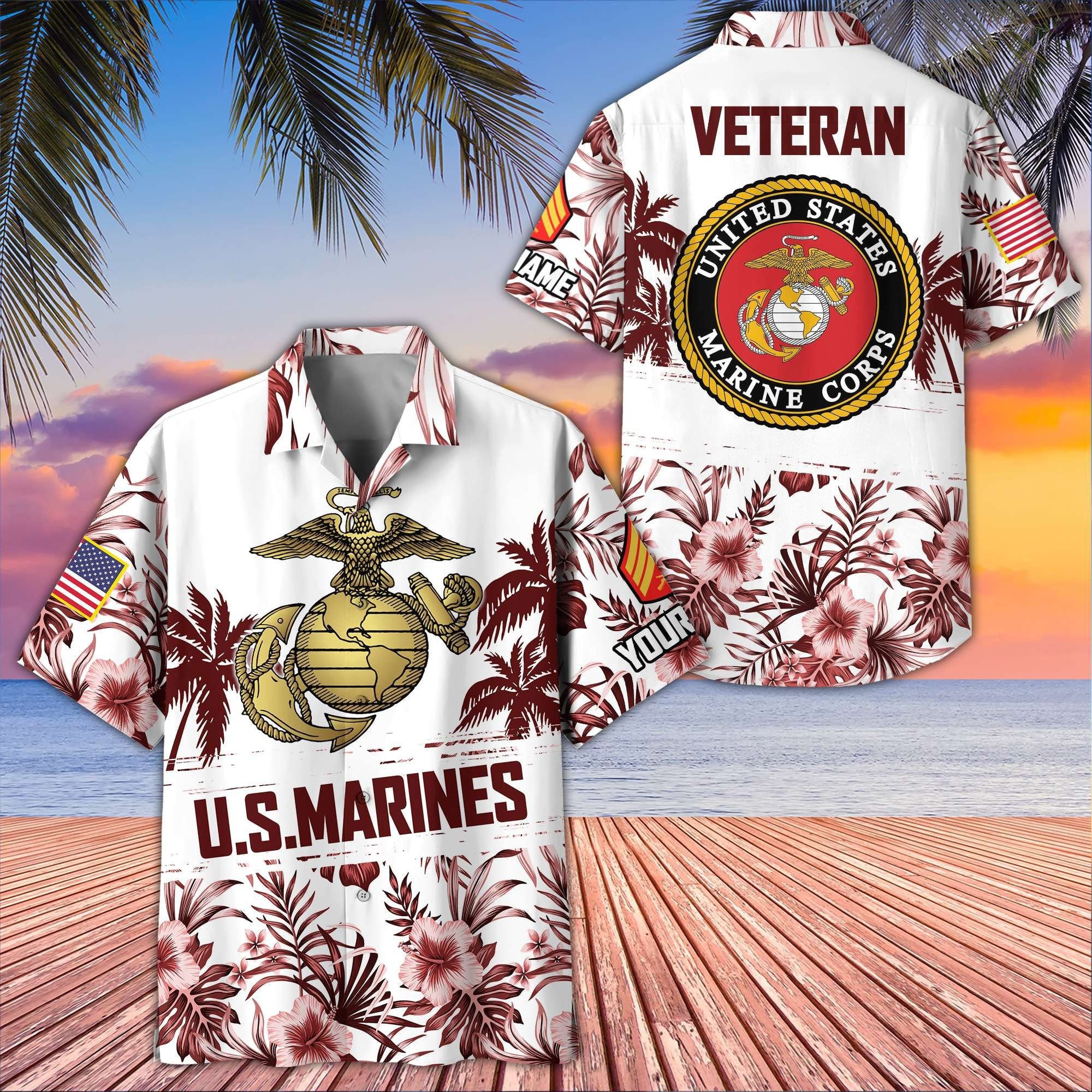 USMC Custom Hawaiian Shirt VPVC405303, Gifts For Marine Veteran, Best Gifts On Father's Day, Armed Forces Day, Independence Day, Veterans Day.