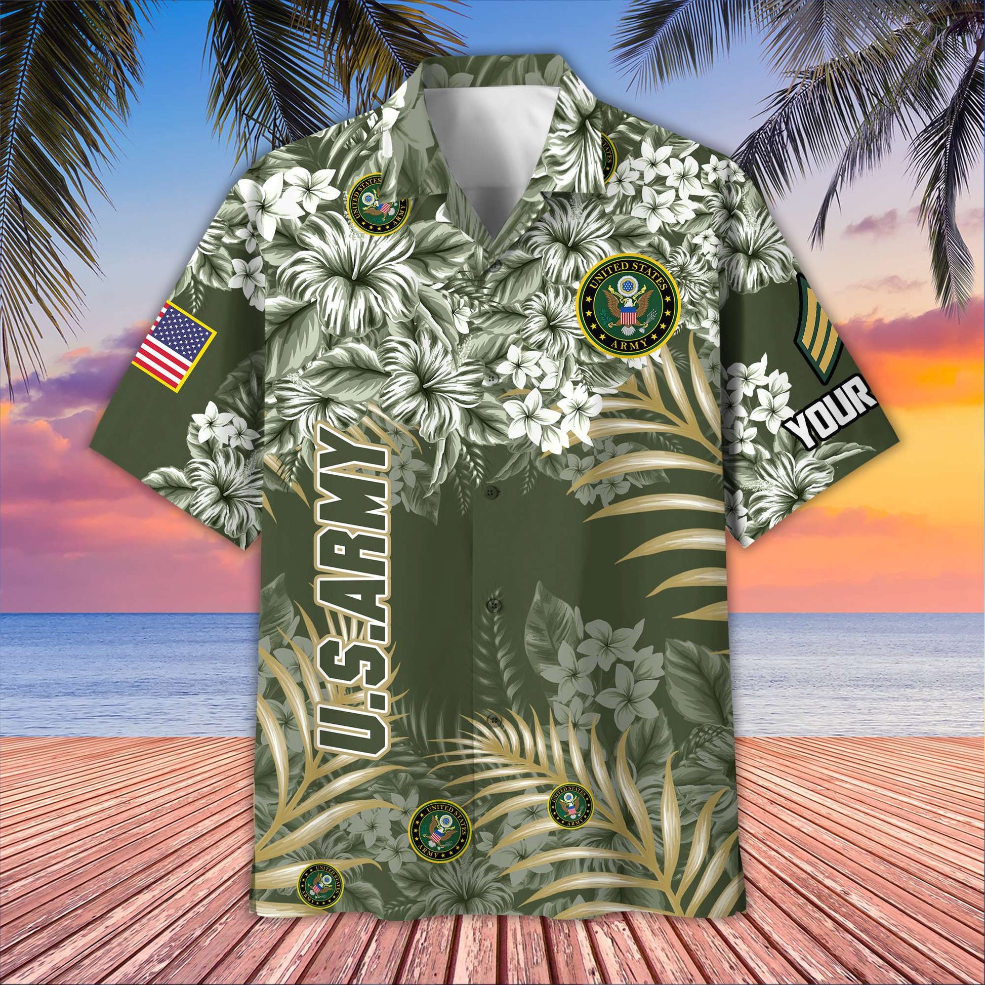 Premium Custom US Army Hawaiian Shirt VPVC405201, Gifts For Army Veteran, Best Gifts On Father's Day, Armed Forces Day, Independence Day, Veterans Day.