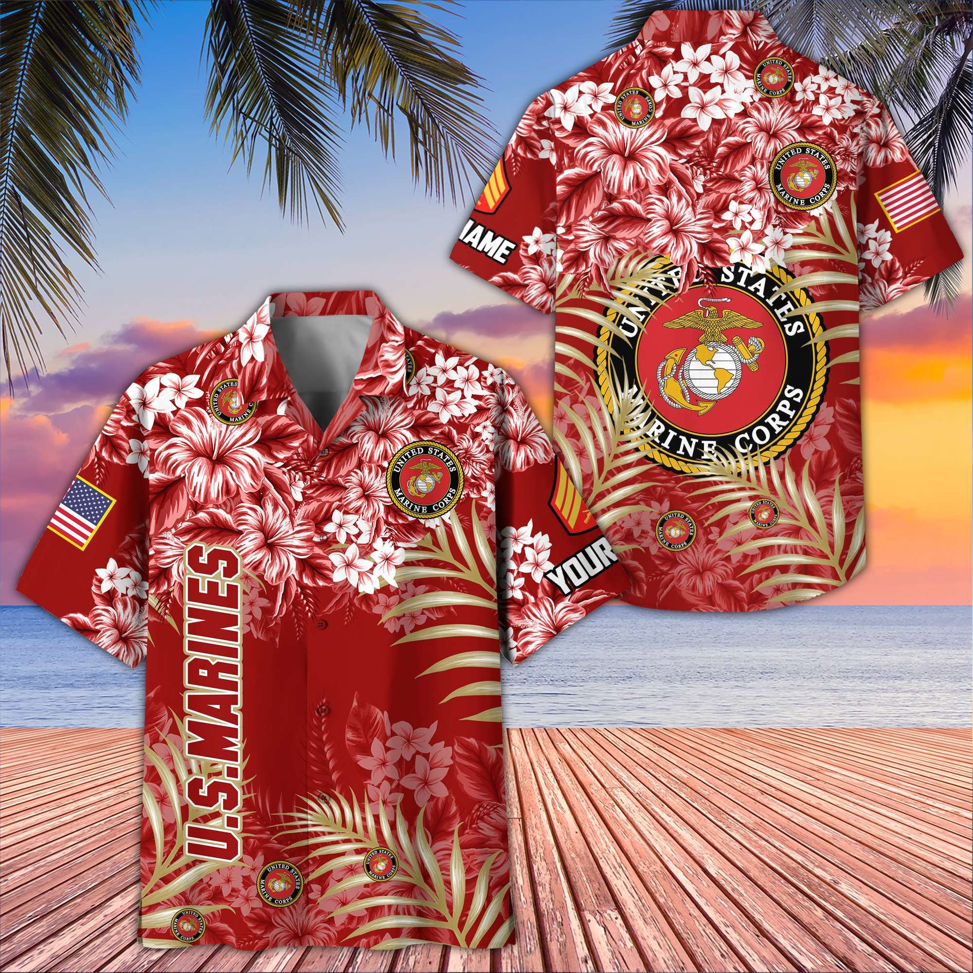 Premium Custom USMC Hawaiian Shirt VPVC405203, Gifts For Marine Veteran, Best Gifts On Father's Day, Armed Forces Day, Independence Day, Veterans Day.