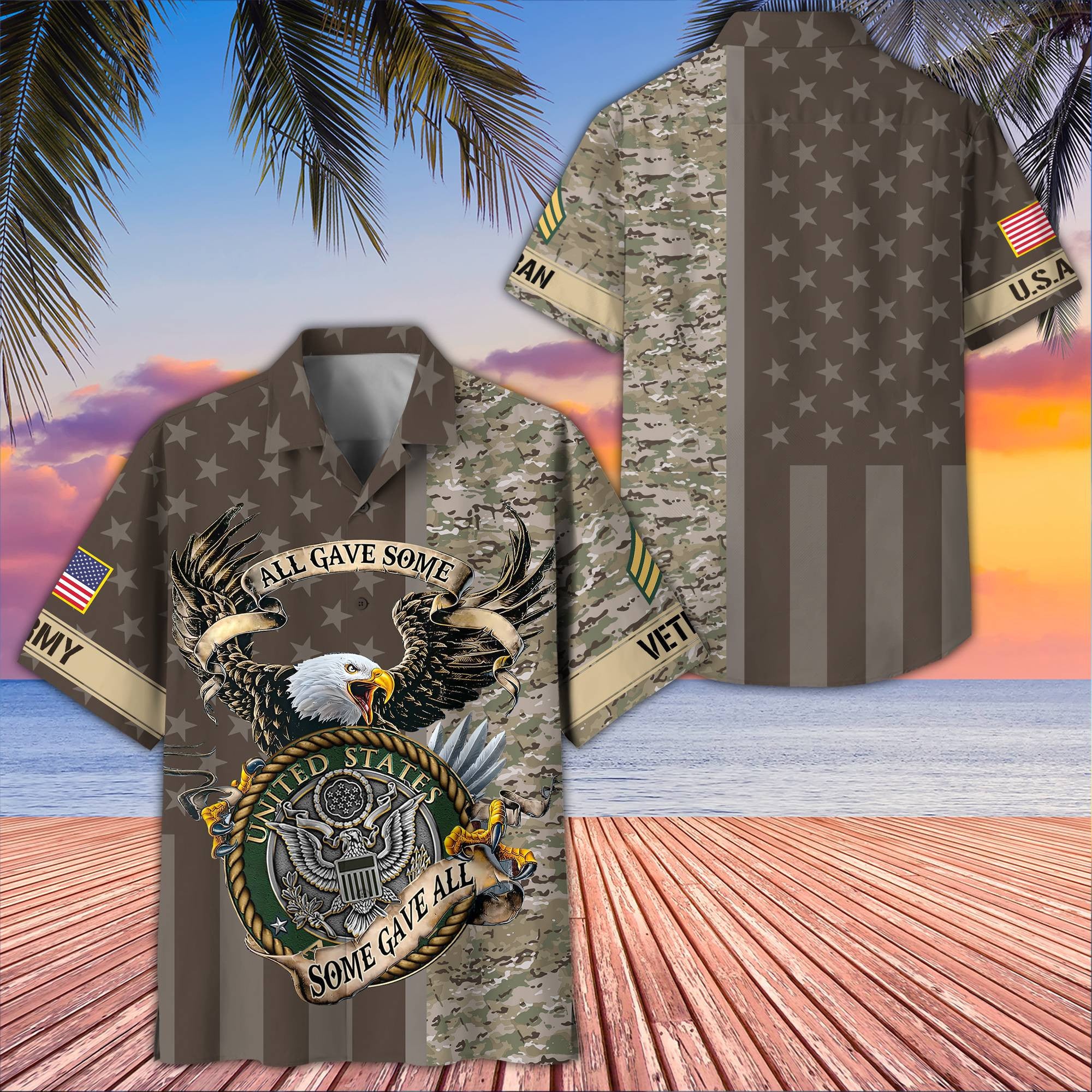 Premium Custom US Army Hawaiian Shirt VPVC406501, Gifts For Army Veteran, Best Gifts On Father's Day, Armed Forces Day, Independence Day, Veterans Day.