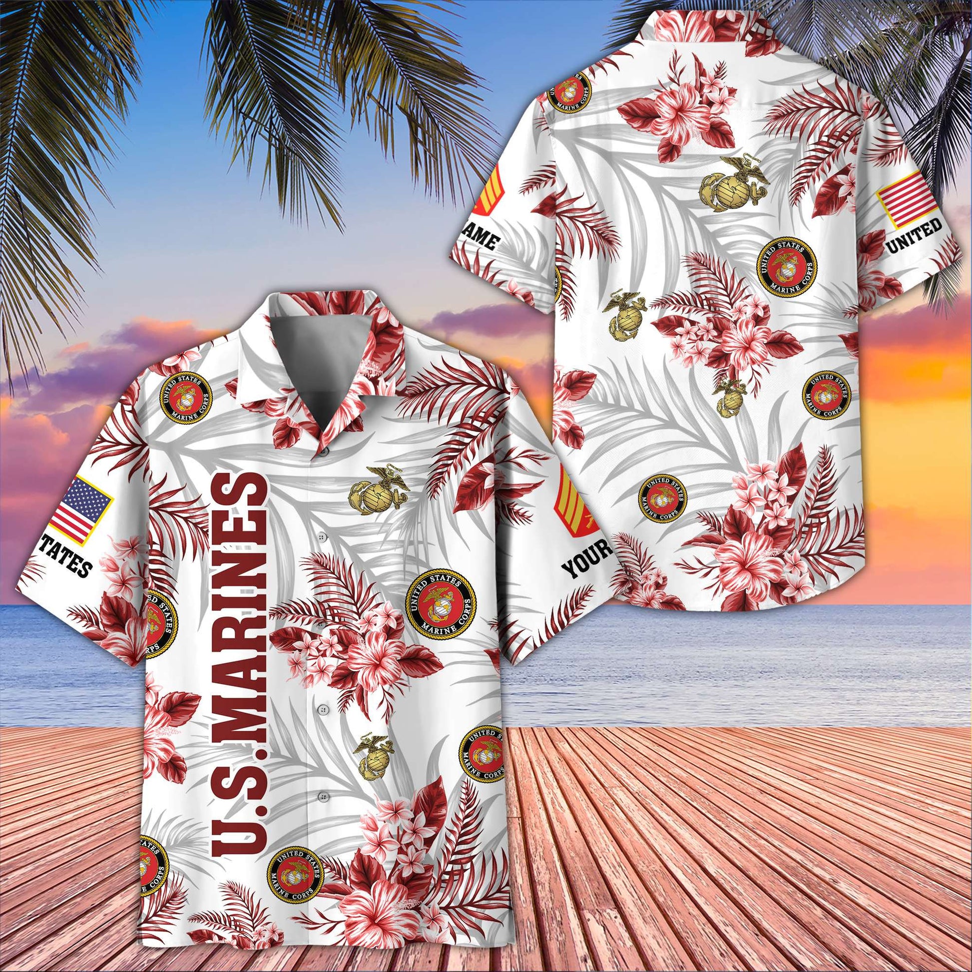Unique Custom Name, Rank, USMC Hawaiian Shirt VPVC406203, Gifts For Marine Veteran, Best Gifts On Father's Day, Independence Day, Veterans Day.