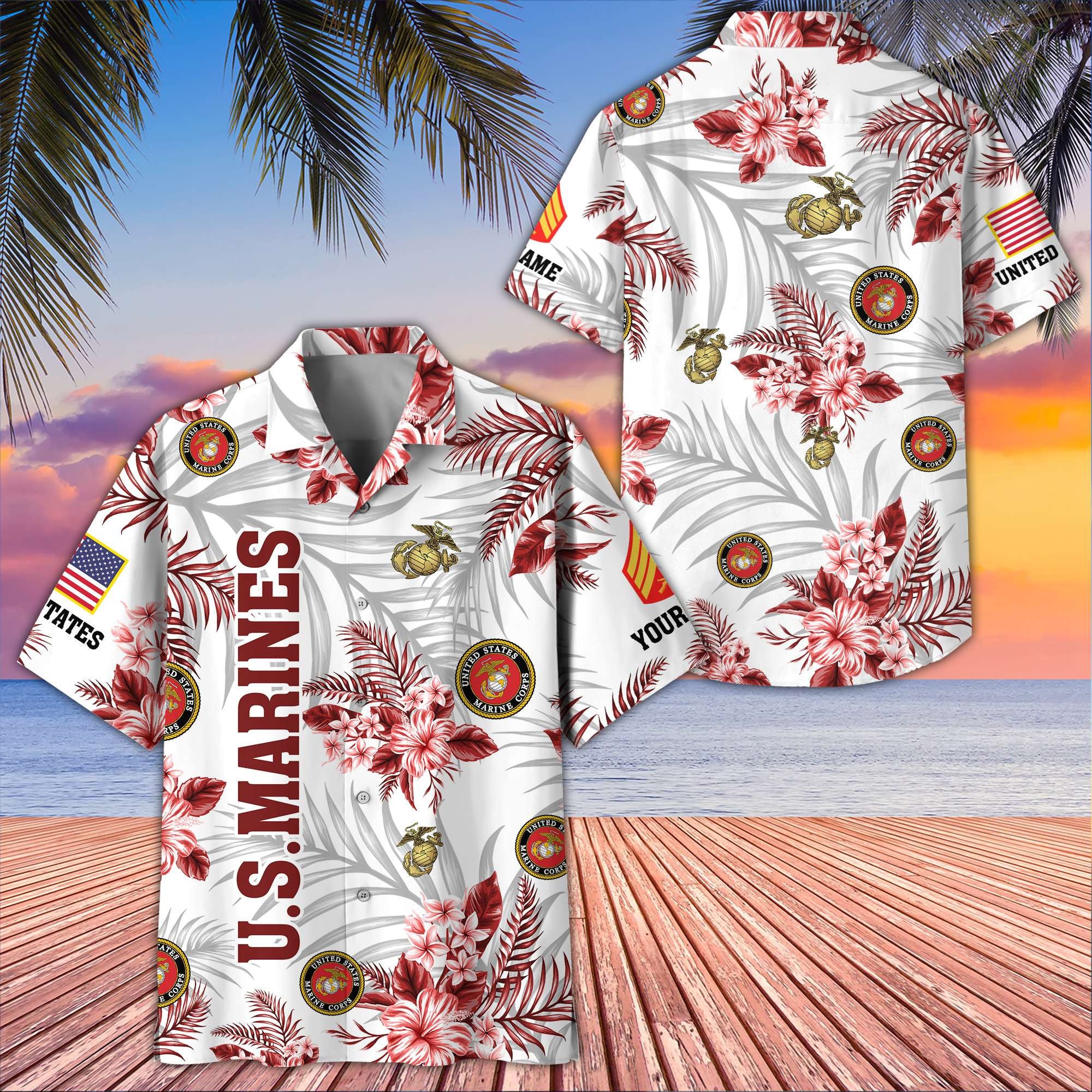Unique Custom Name, Rank, USMC Hawaiian Shirt VPVC406203, Gifts For Marine Veteran, Best Gifts On Father's Day, Independence Day, Veterans Day.