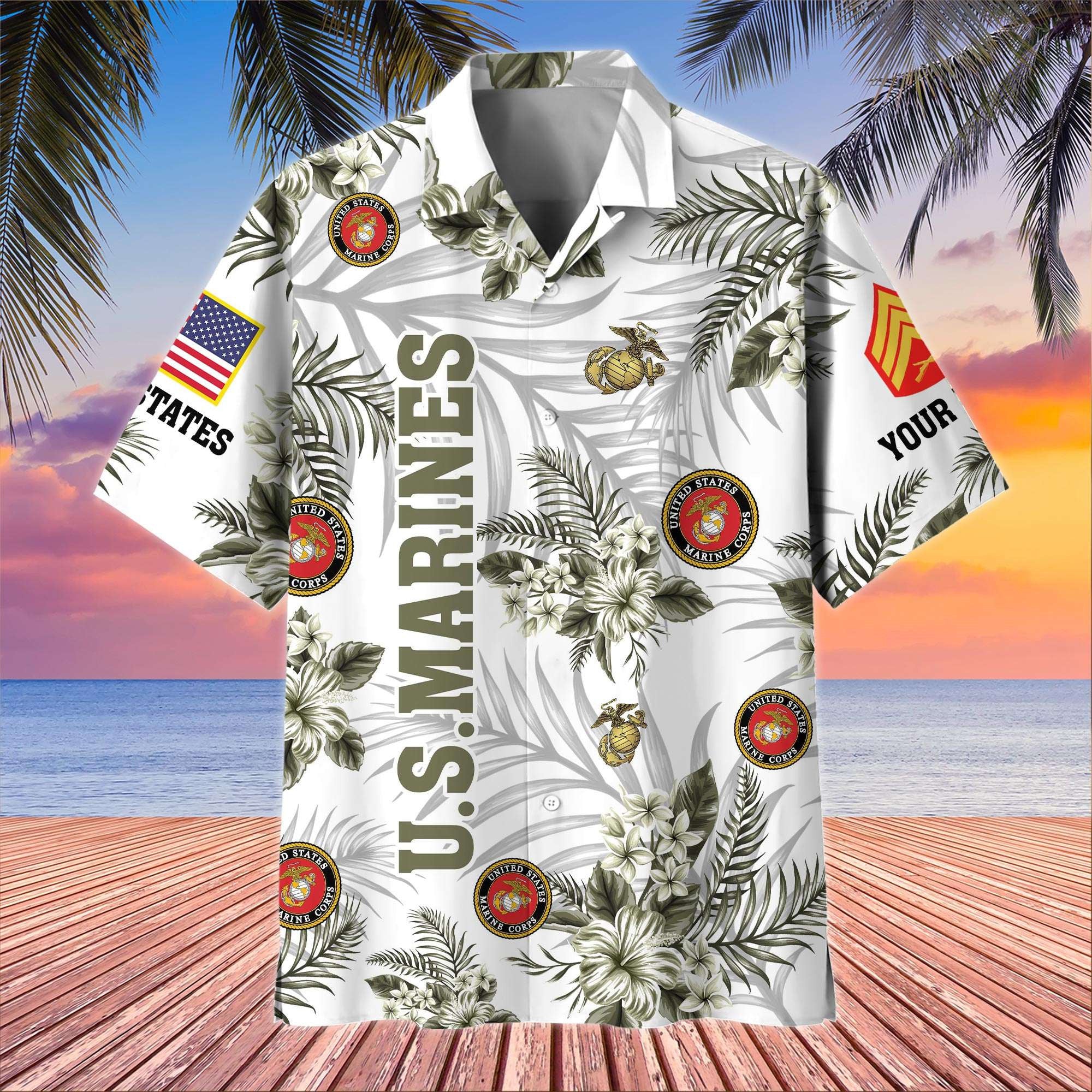 Unique Custom Name, Rank, USMC Hawaiian Shirt VPVC406211, Gifts For Marine Veteran, Best Gifts On Father's Day, Independence Day, Veterans Day.