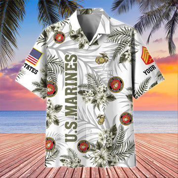 Unique Custom Name, Rank, USMC Hawaiian Shirt VPVC406211, Gifts For Marine Veteran, Best Gifts On Father's Day, Independence Day, Veterans Day.