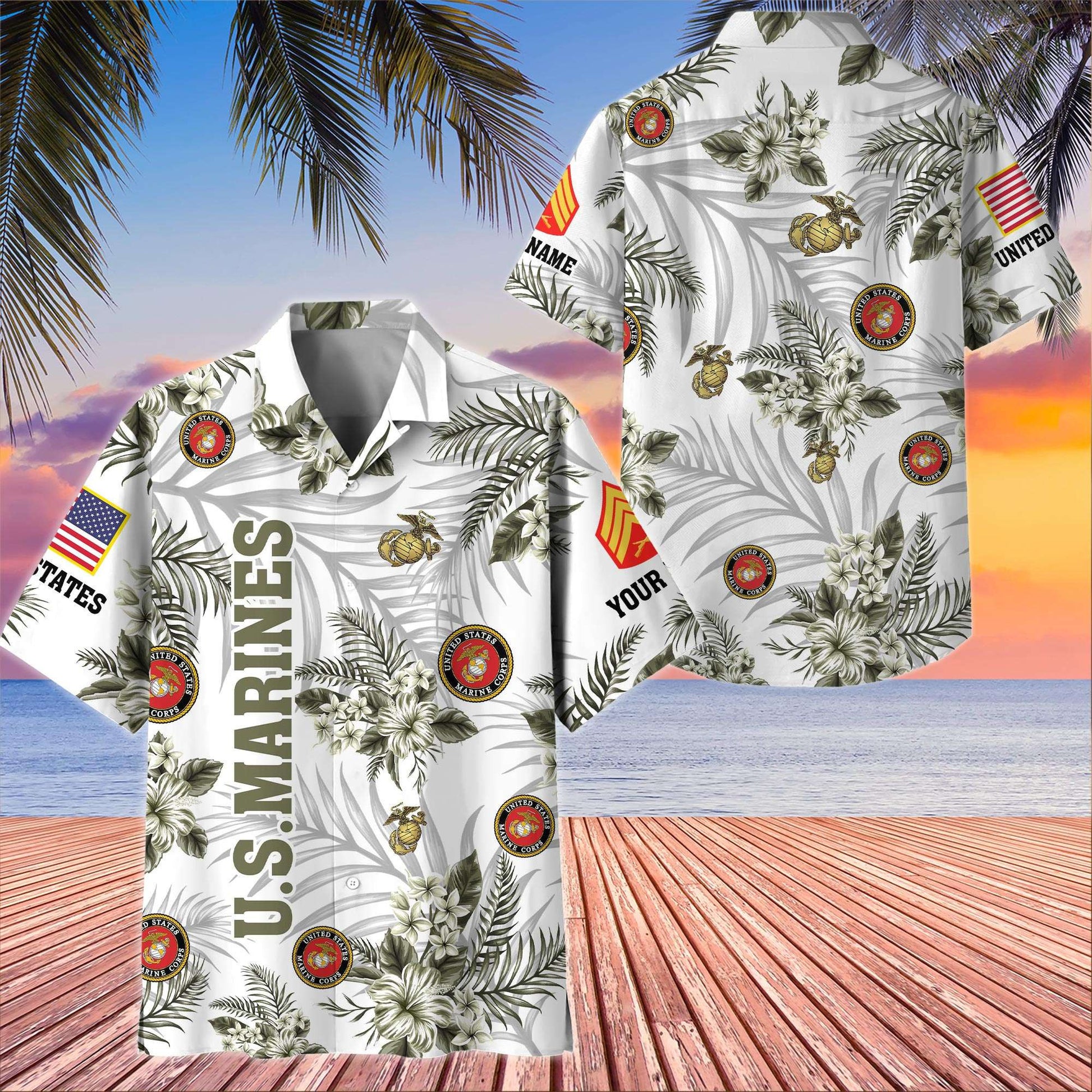 Unique Custom Name, Rank, USMC Hawaiian Shirt VPVC406211, Gifts For Marine Veteran, Best Gifts On Father's Day, Independence Day, Veterans Day.