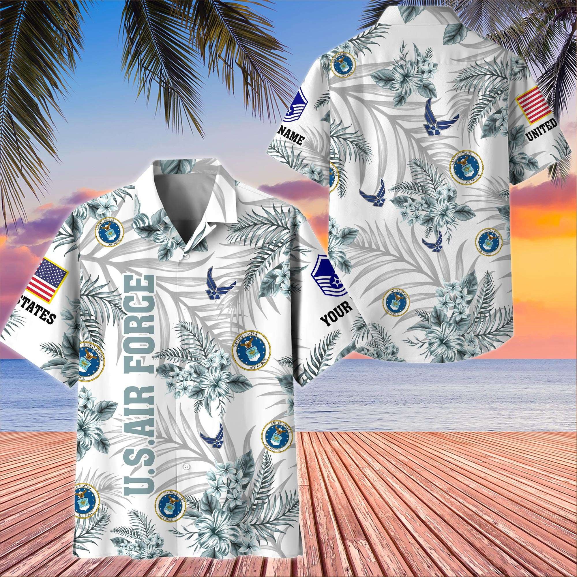 Unique Custom Name, Rank, USAF Hawaiian Shirt VPVC406204, Gifts For Air Force Veteran, Best Gifts On Father's Day, Independence Day, Veterans Day.