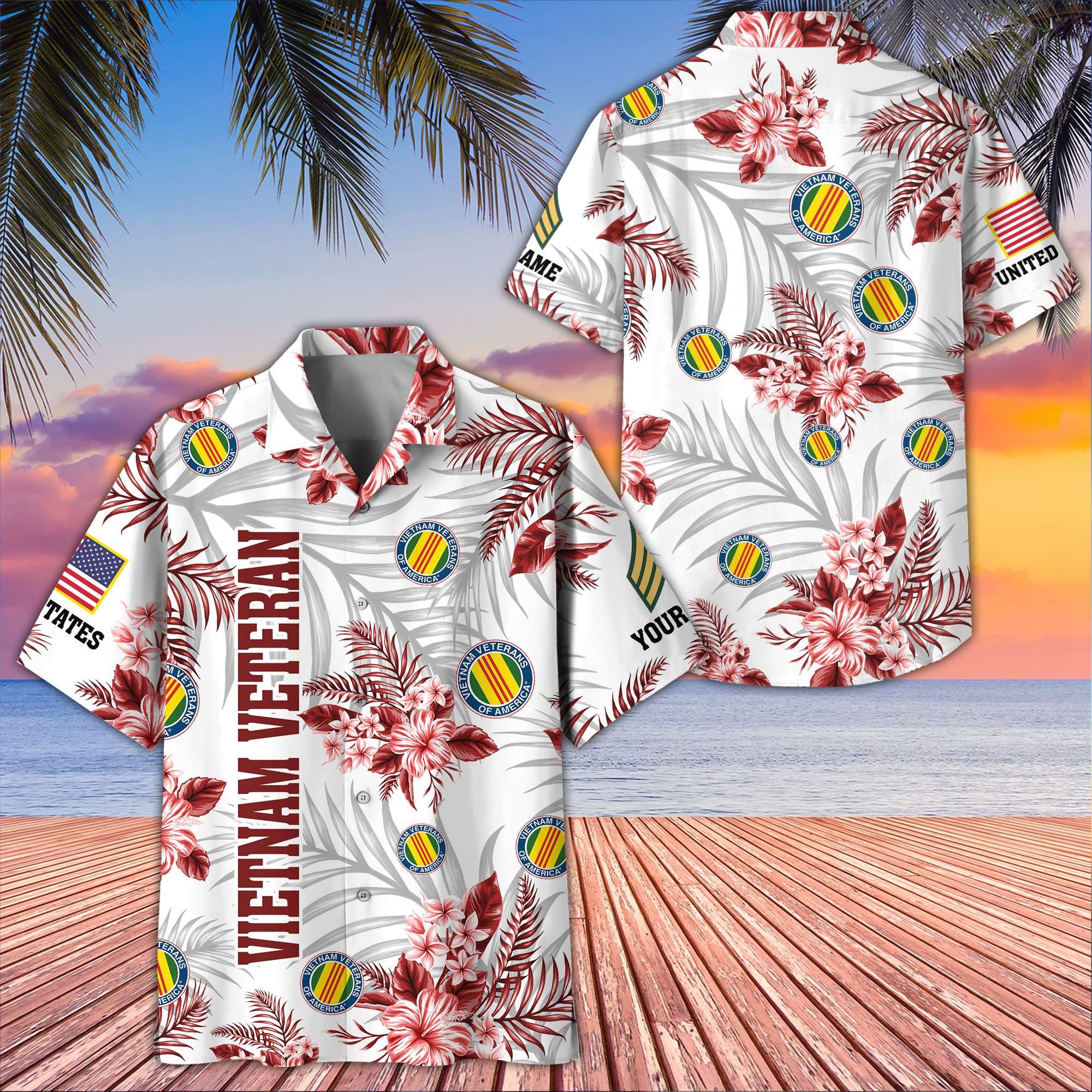 Unique Custom Name, Rank, Vietnam Veteran Hawaiian Shirt VPVC406206, Gifts For Vietnam Veteran, Best Gifts On Father's Day, Independence Day, Veterans Day.
