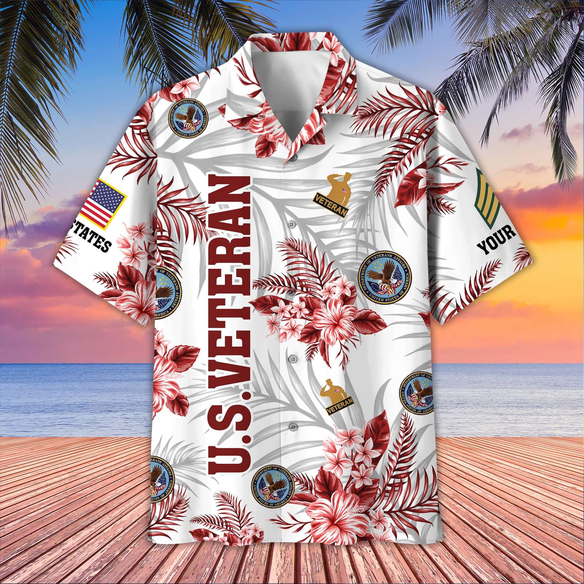 Unique Custom Name, Rank, US Veteran Hawaiian Shirt VPVC406207, Gifts For US Veteran, Best Gifts On Father's Day, Independence Day, Veterans Day.