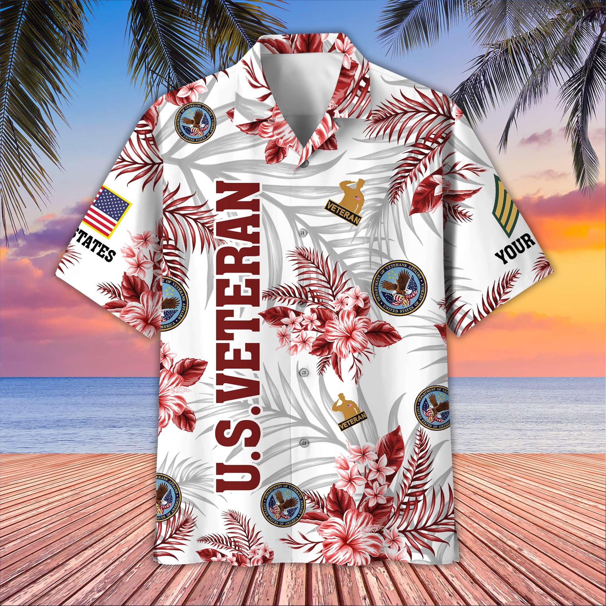 Unique Custom Name, Rank, US Veteran Hawaiian Shirt VPVC406207, Gifts For US Veteran, Best Gifts On Father's Day, Independence Day, Veterans Day.