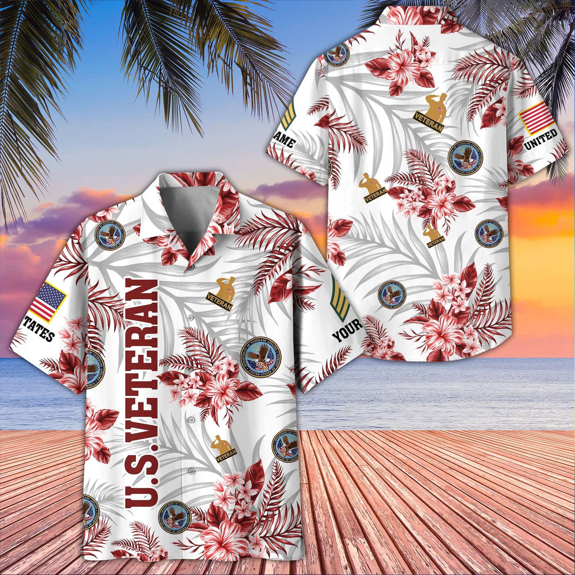 Unique Custom Name, Rank, US Veteran Hawaiian Shirt VPVC406207, Gifts For US Veteran, Best Gifts On Father's Day, Independence Day, Veterans Day.