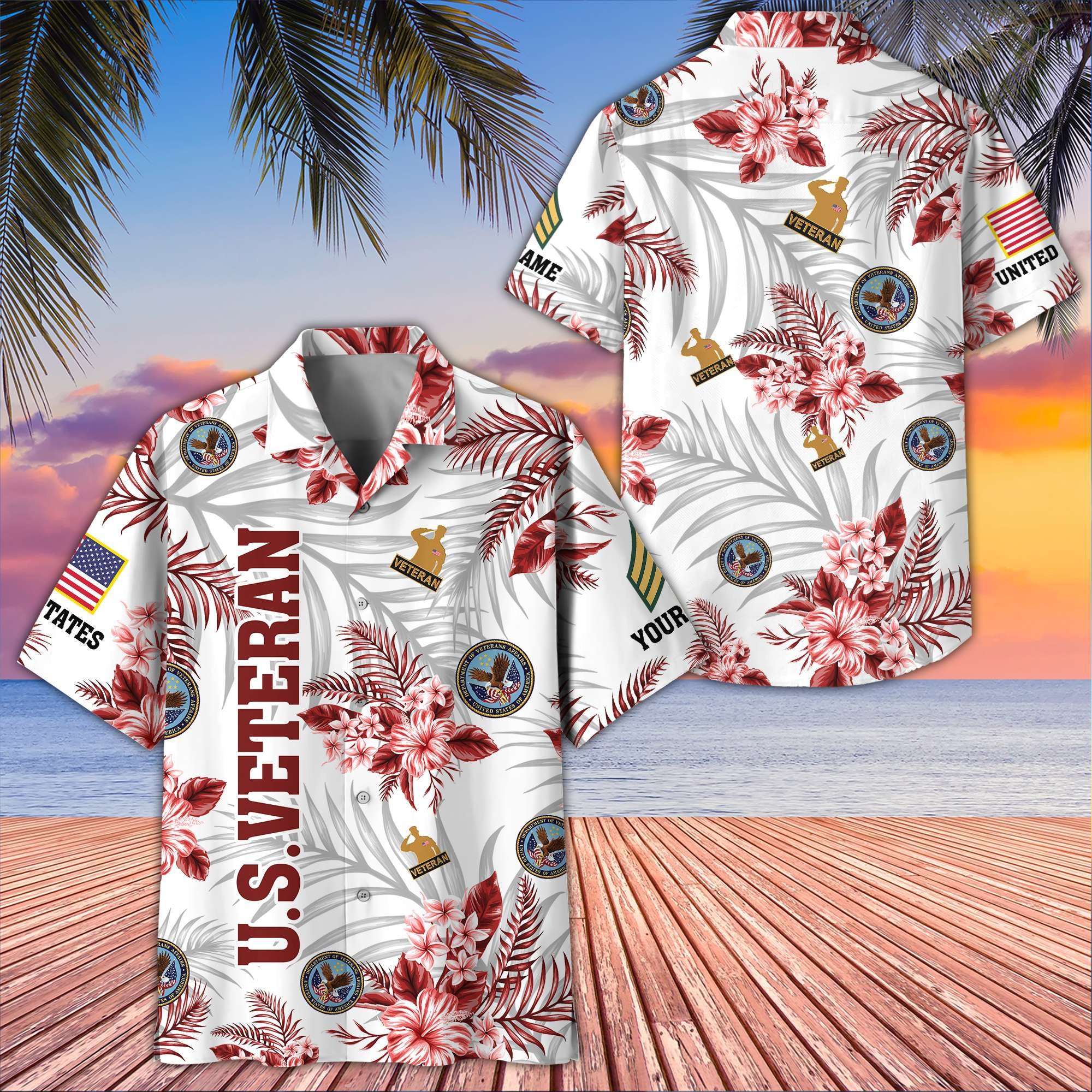 Unique Custom Name, Rank, US Veteran Hawaiian Shirt VPVC406207, Gifts For US Veteran, Best Gifts On Father's Day, Independence Day, Veterans Day.