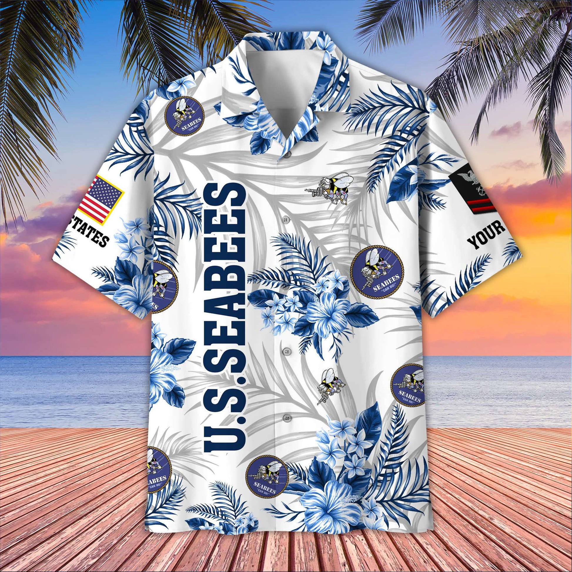 Unique Custom Name, Rank, US Seabees Hawaiian Shirt VPVC406209, Gifts For US Seabees, Best Gifts On Father's Day, Independence Day, Veterans Day.