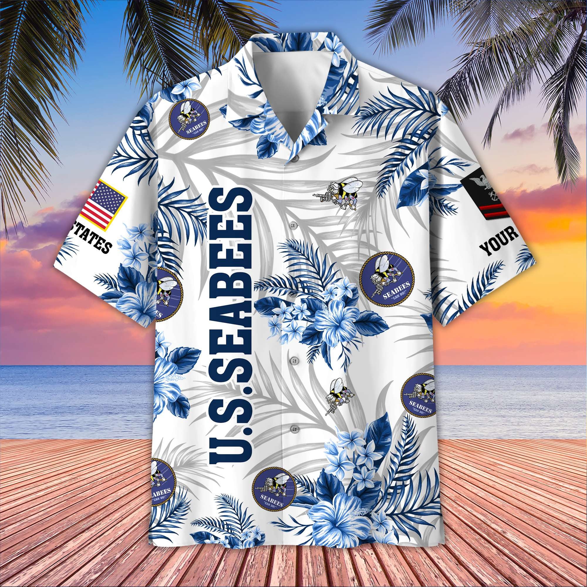 Unique Custom Name, Rank, US Seabees Hawaiian Shirt VPVC406209, Gifts For US Seabees, Best Gifts On Father's Day, Independence Day, Veterans Day.