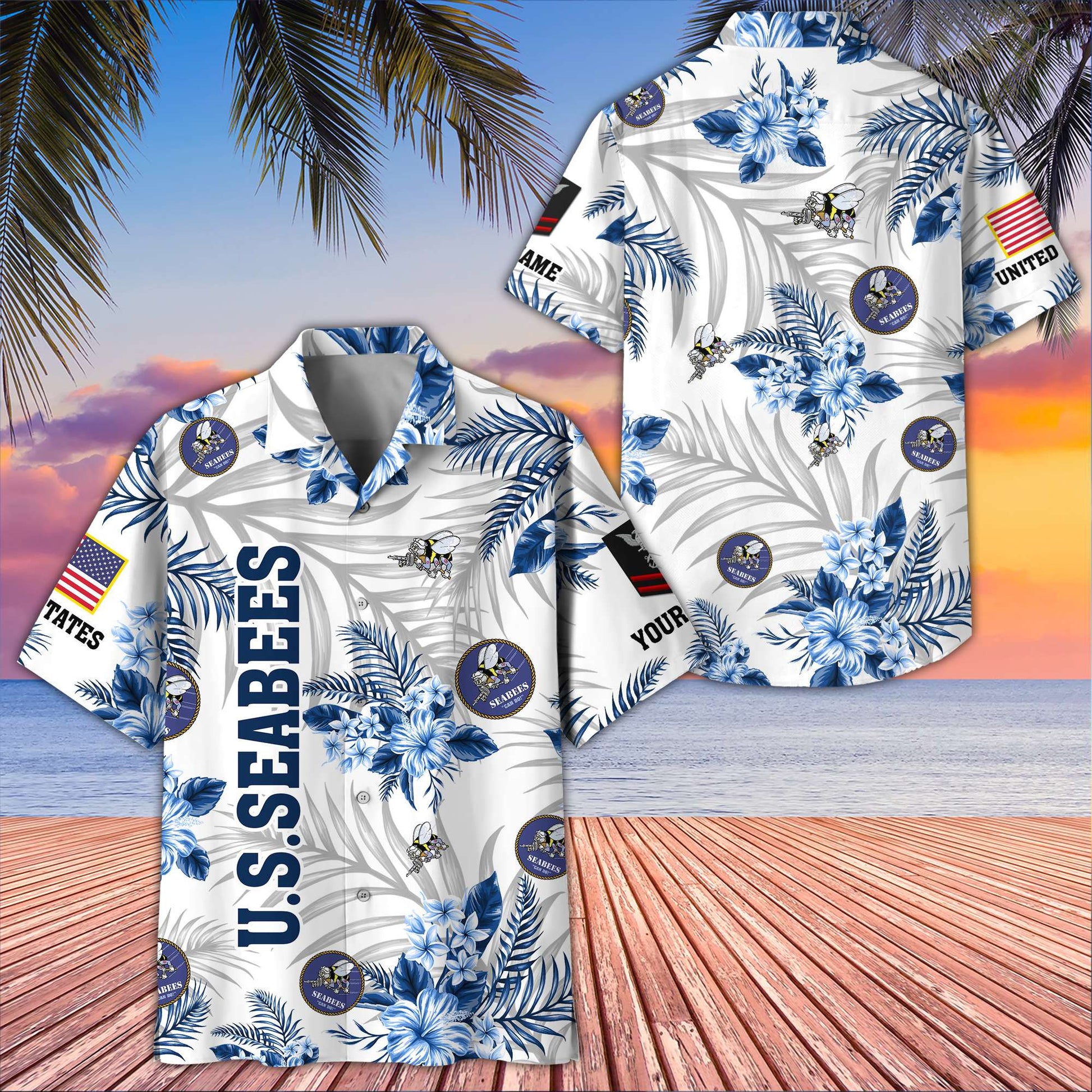 Unique Custom Name, Rank, US Seabees Hawaiian Shirt VPVC406209, Gifts For US Seabees, Best Gifts On Father's Day, Independence Day, Veterans Day.