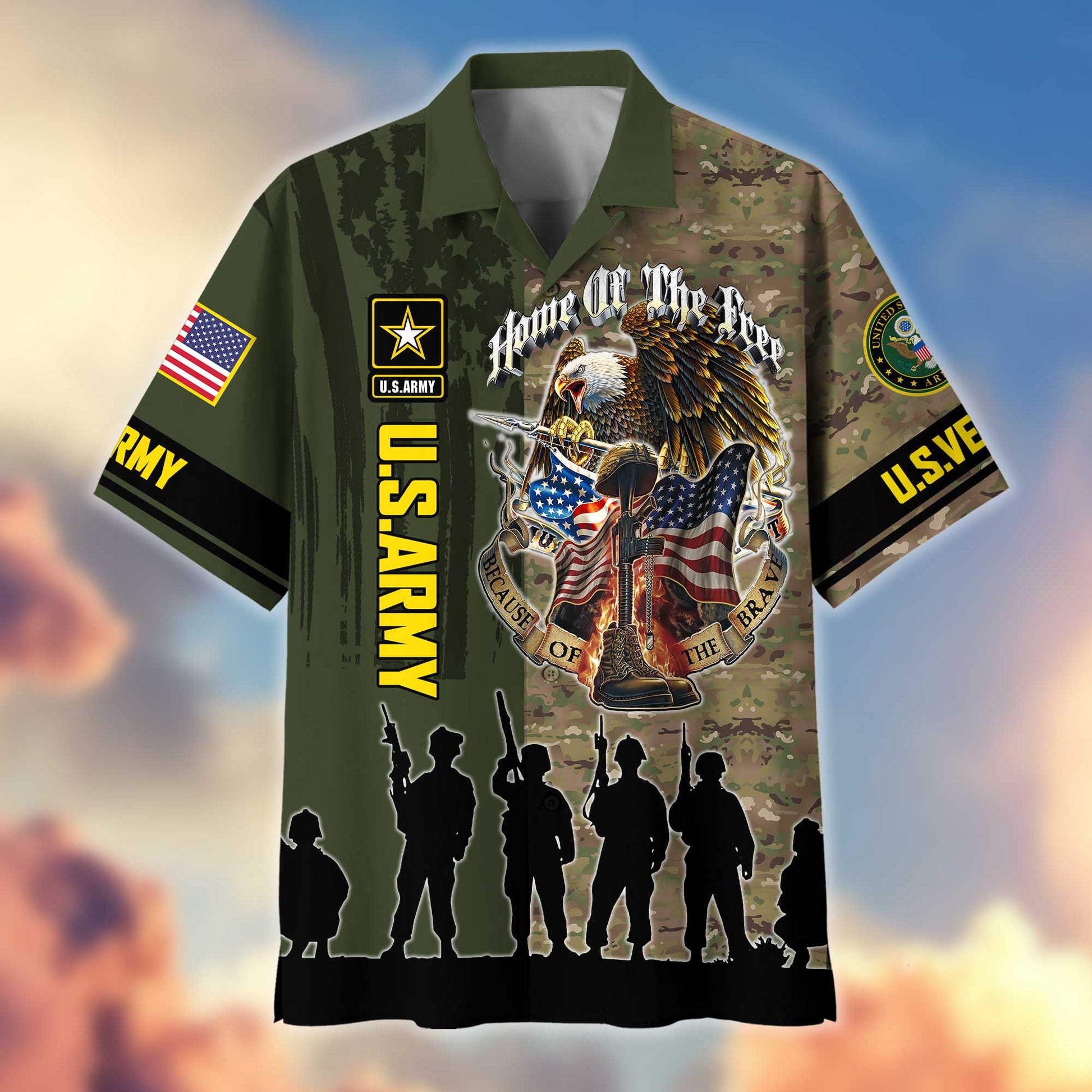 Premium US Army Hawaiian Shirt VPVC404501 Gifts For Army Veteran, Best Gifts On Father's Day, Armed Forces Day, Independence Day, Veterans Day.