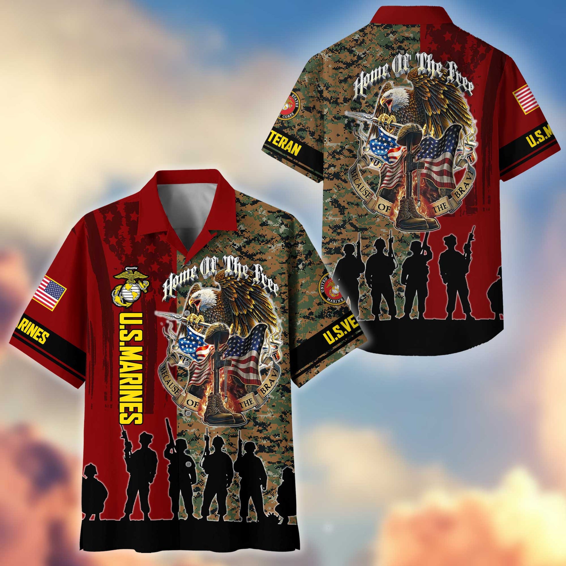 Premium USMC Hawaiian Shirt VPVC404503 Gifts For Marine Veteran, Best Gifts On Father's Day, Armed Forces Day, Independence Day, Veterans Day.