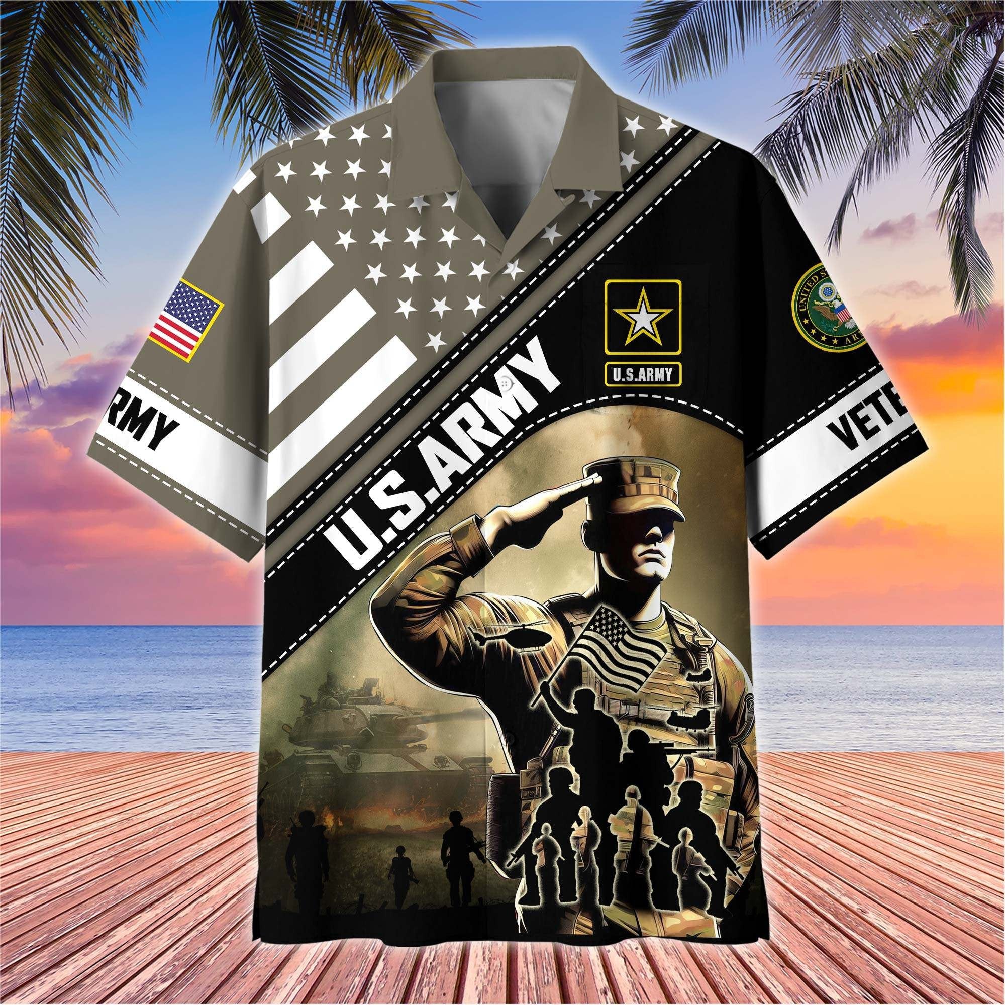 Premium US Veterans Hawaiian Shirt BPHN270513, Gifts For US Veterans, Gifts On Father's Day, Armed Forces Day, Veterans Day.