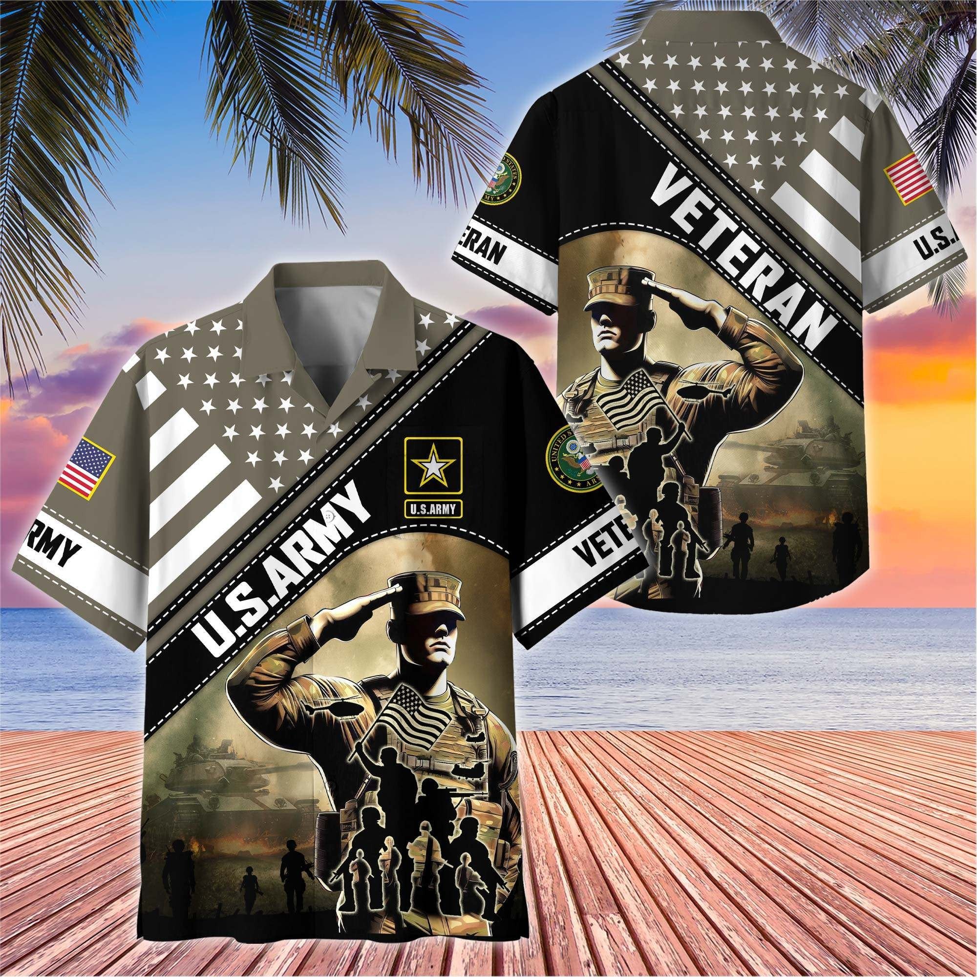 Premium US Veterans Hawaiian Shirt BPHN270513, Gifts For US Veterans, Gifts On Father's Day, Armed Forces Day, Veterans Day.