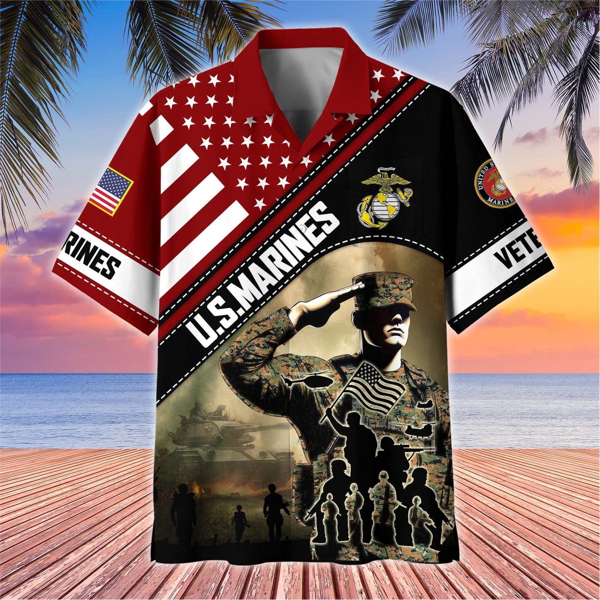 Premium US Veterans Hawaiian Shirt BPHN270513, Gifts For US Veterans, Gifts On Father's Day, Armed Forces Day, Veterans Day.