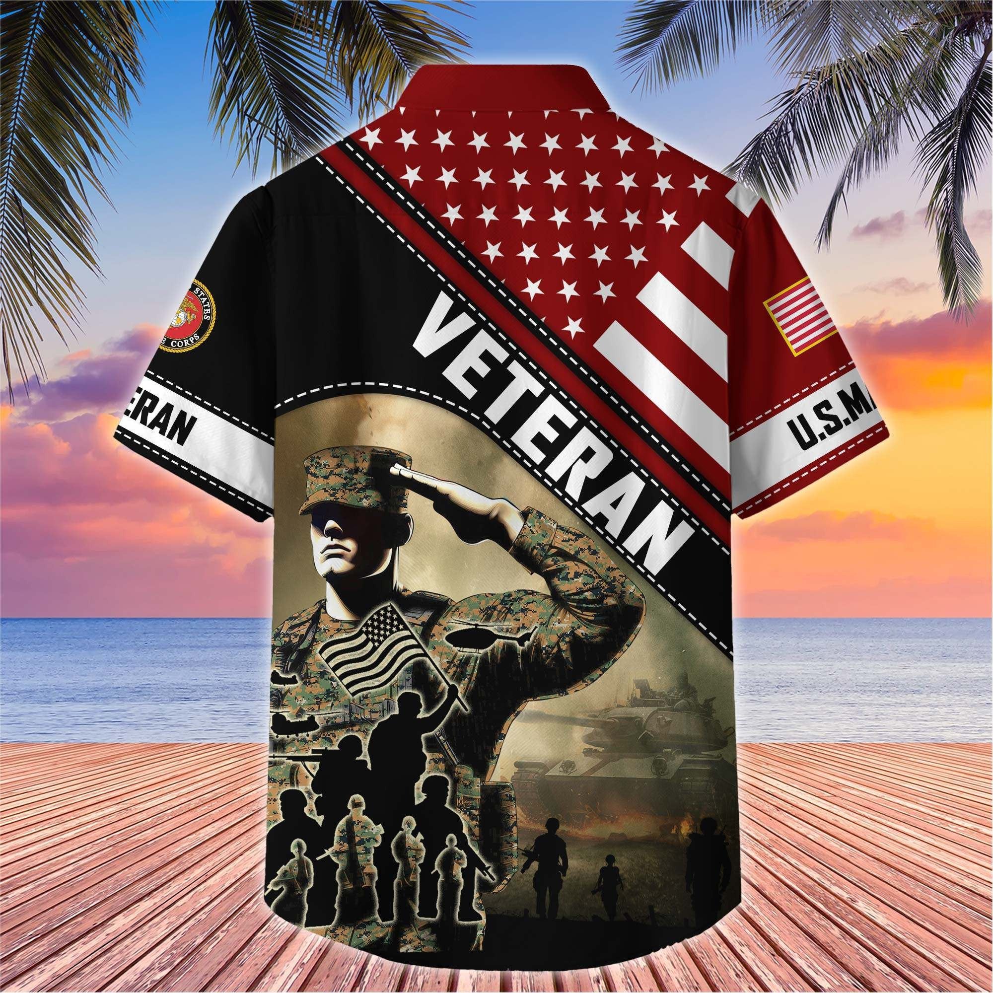 Premium US Veterans Hawaiian Shirt BPHN270513, Gifts For US Veterans, Gifts On Father's Day, Armed Forces Day, Veterans Day.