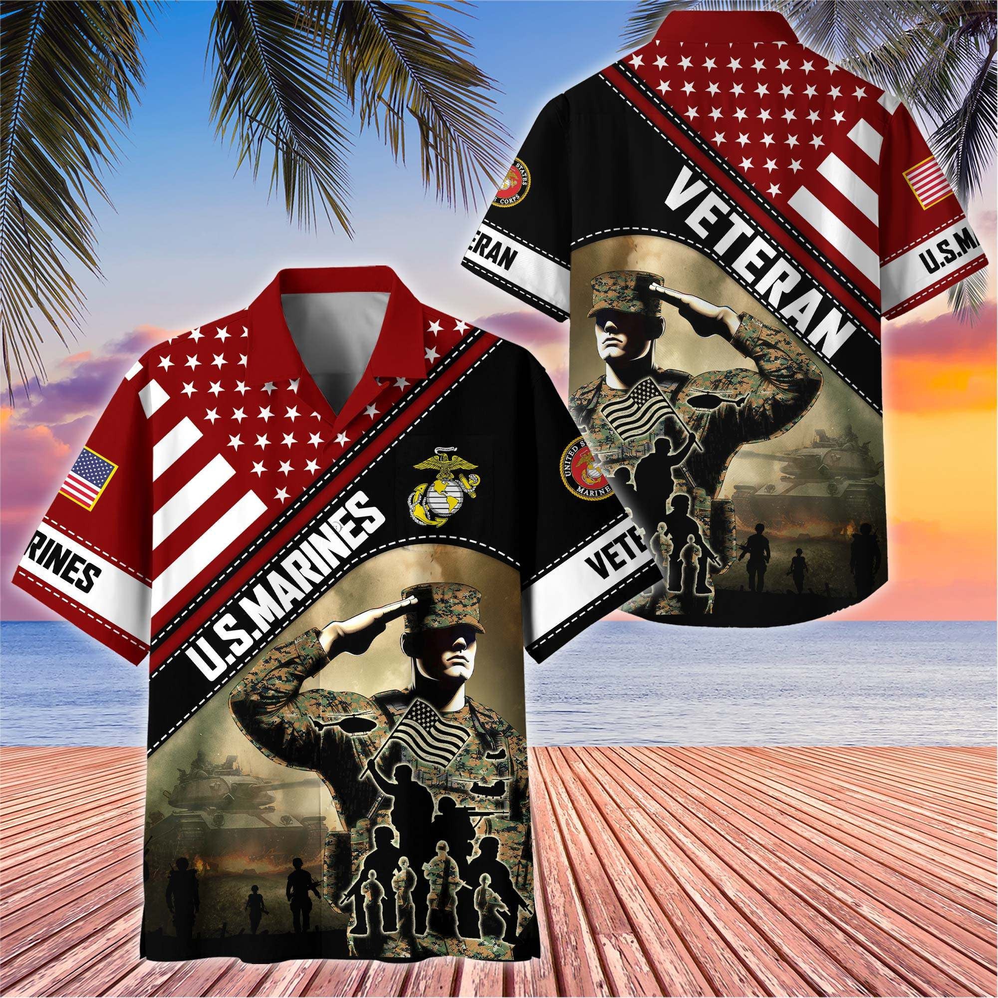 Premium US Veterans Hawaiian Shirt BPHN270513, Gifts For US Veterans, Gifts On Father's Day, Armed Forces Day, Veterans Day.