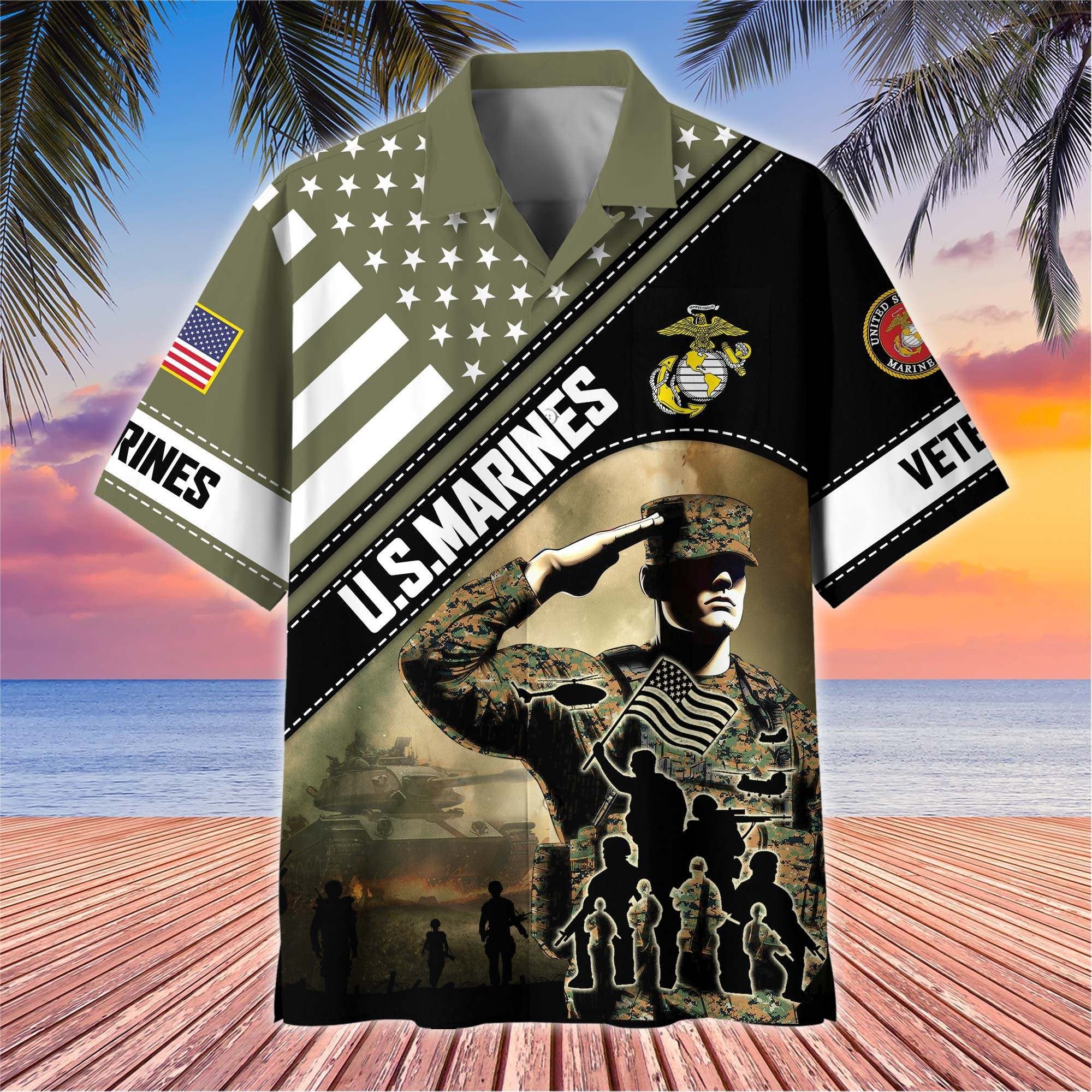 Premium US Veterans Hawaiian Shirt BPHN270513, Gifts For US Veterans, Gifts On Father's Day, Armed Forces Day, Veterans Day.