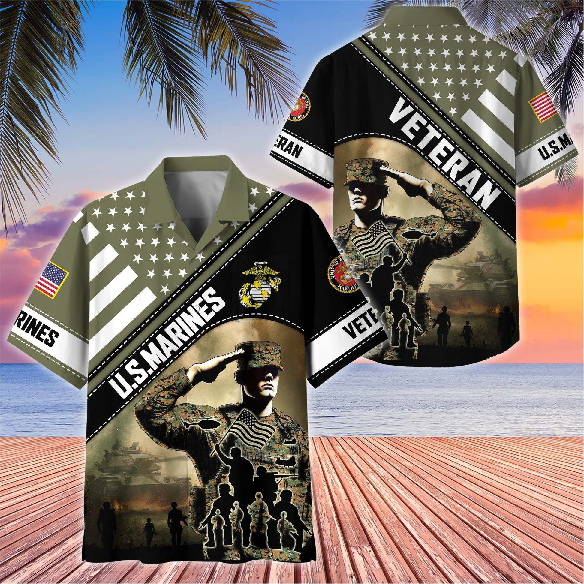 Premium US Veterans Hawaiian Shirt BPHN270513, Gifts For US Veterans, Gifts On Father's Day, Armed Forces Day, Veterans Day.
