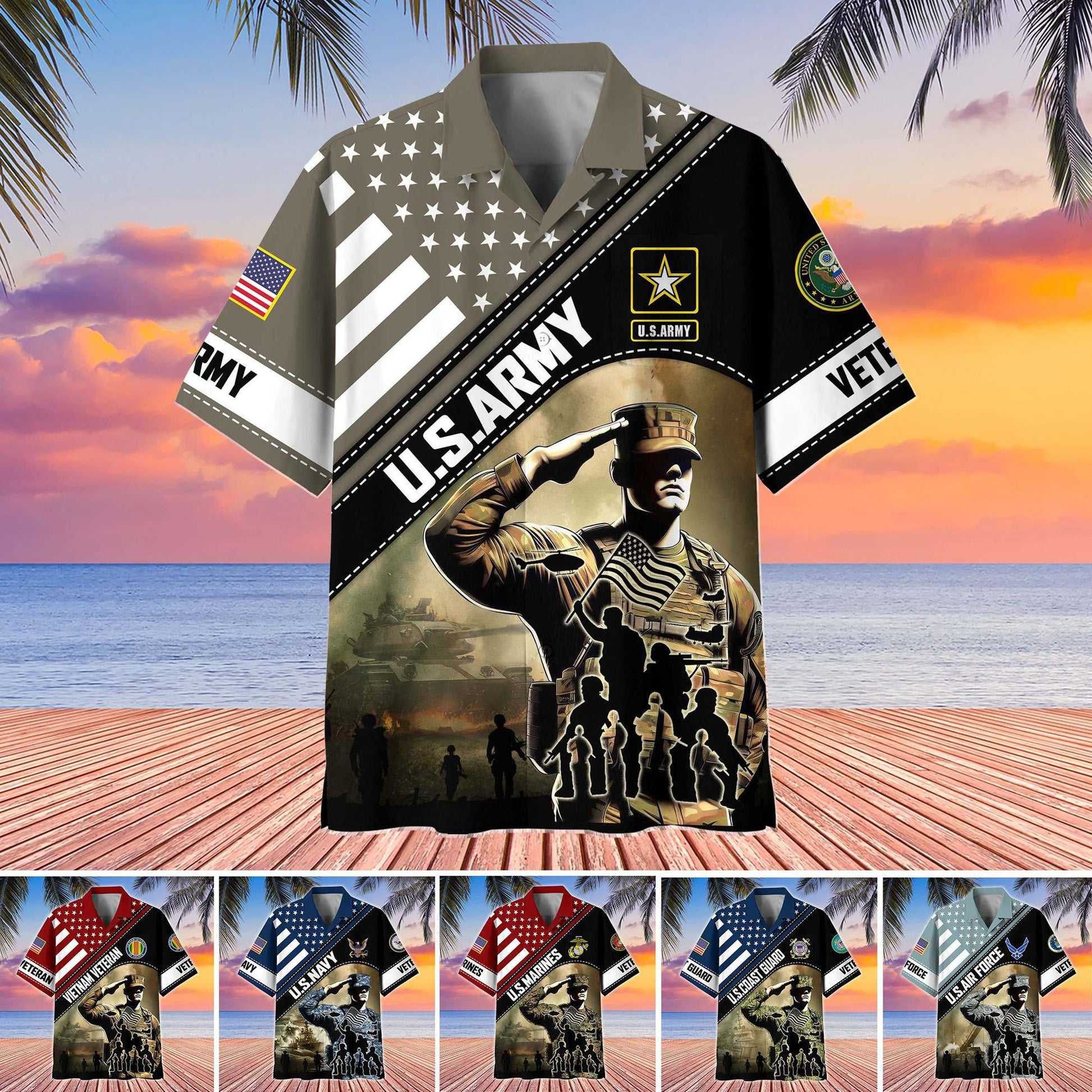 Premium US Veterans Hawaiian Shirt BPHN270513, Gifts For US Veterans, Gifts On Father's Day, Armed Forces Day, Veterans Day.