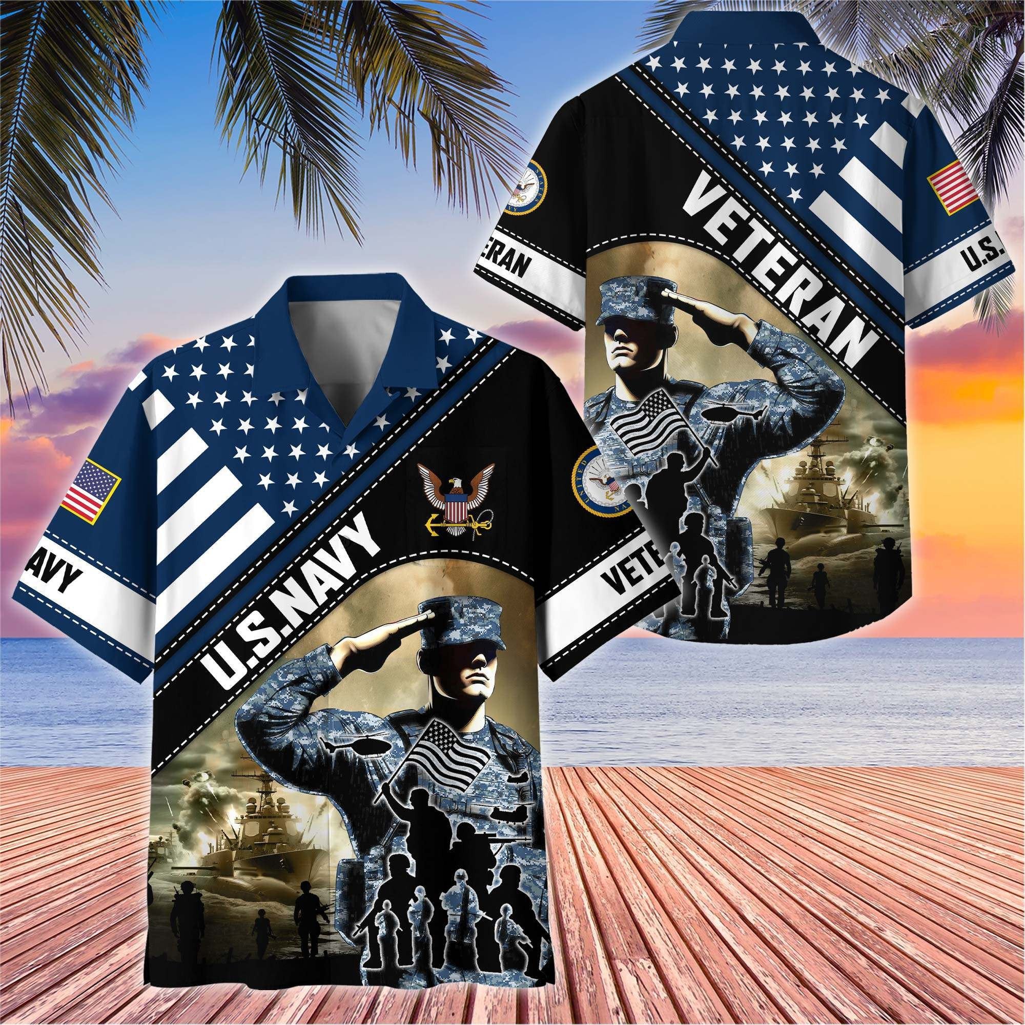 Premium US Veterans Hawaiian Shirt BPHN270513, Gifts For US Veterans, Gifts On Father's Day, Armed Forces Day, Veterans Day.