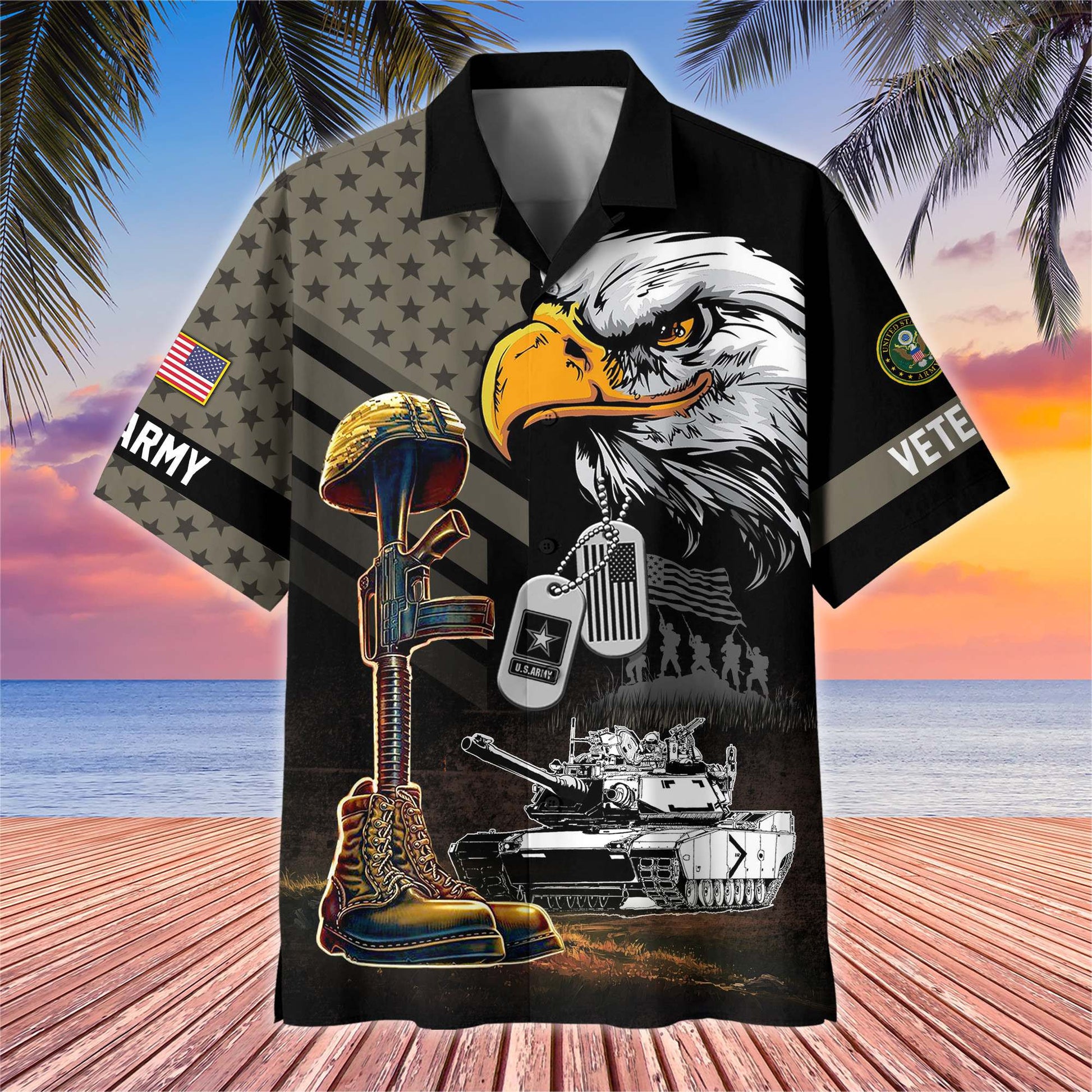 Premium US Veterans Hawaiian Shirt BPHN230512, Gifts For US Veterans, Gifts On Father's Day, Armed Forces Day, Veterans Day.