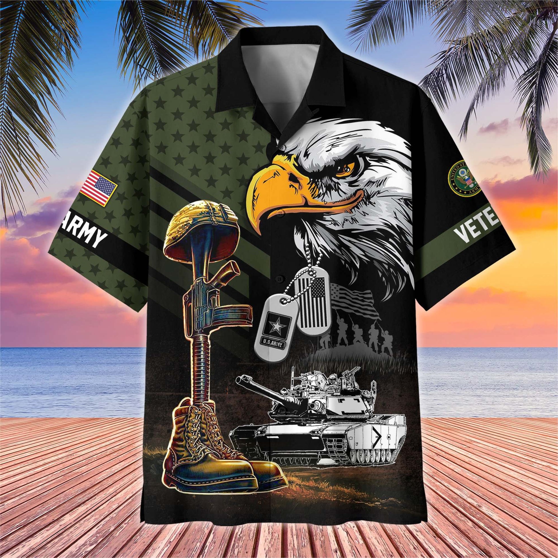Premium US Veterans Hawaiian Shirt BPHN230512, Gifts For US Veterans, Gifts On Father's Day, Armed Forces Day, Veterans Day.