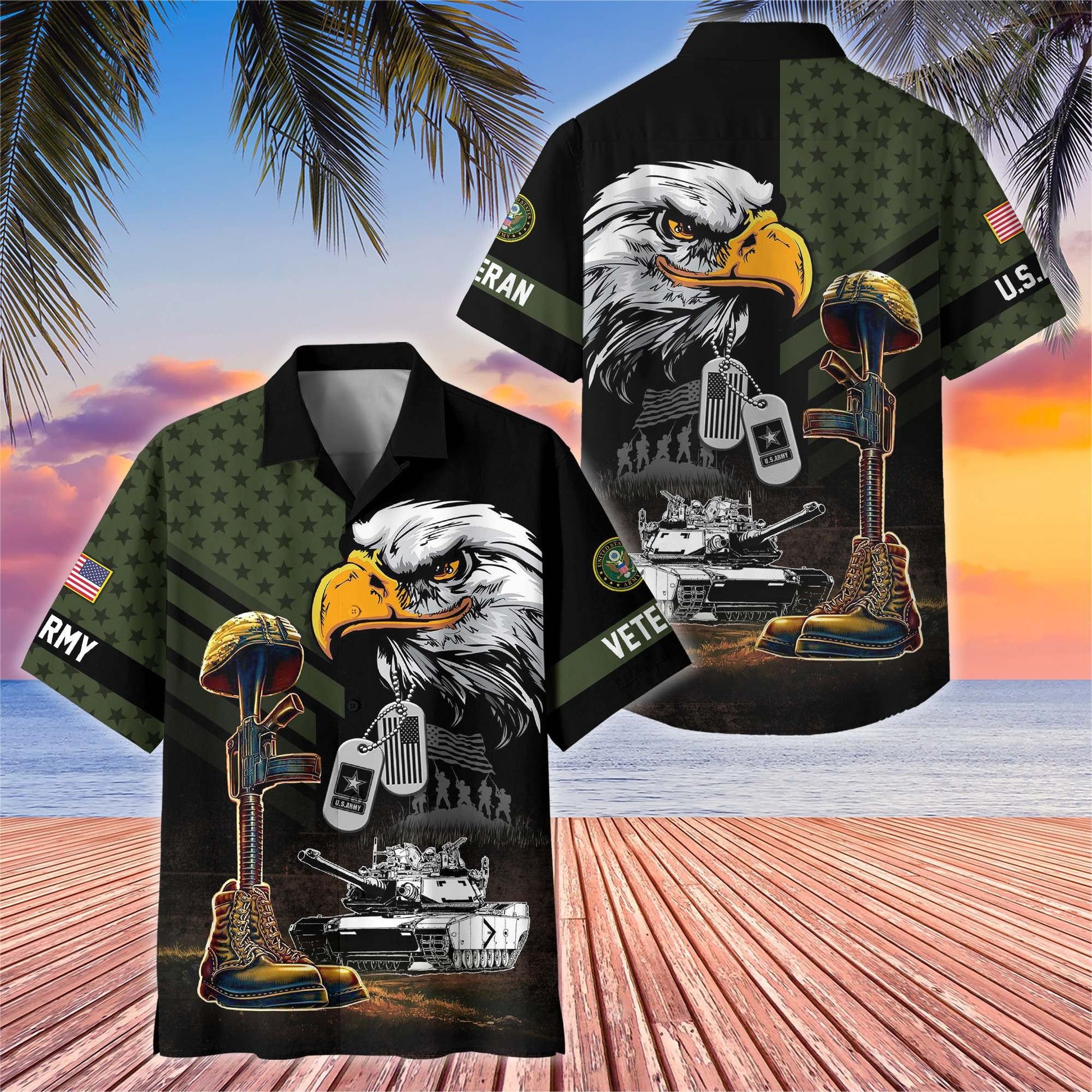 Premium US Veterans Hawaiian Shirt BPHN230512, Gifts For US Veterans, Gifts On Father's Day, Armed Forces Day, Veterans Day.