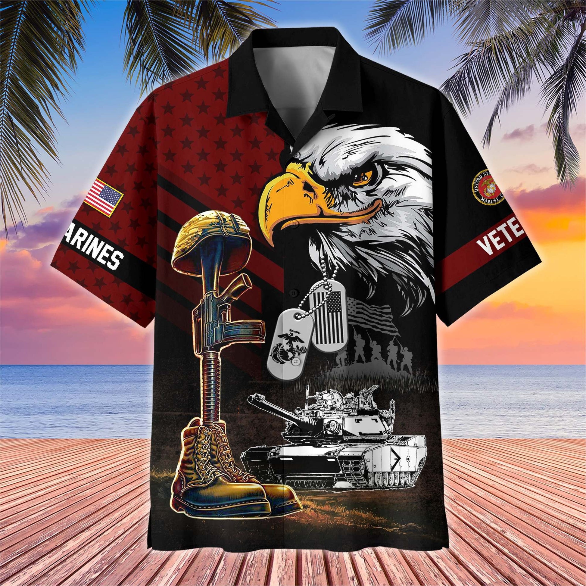 Premium US Veterans Hawaiian Shirt BPHN230512, Gifts For US Veterans, Gifts On Father's Day, Armed Forces Day, Veterans Day.
