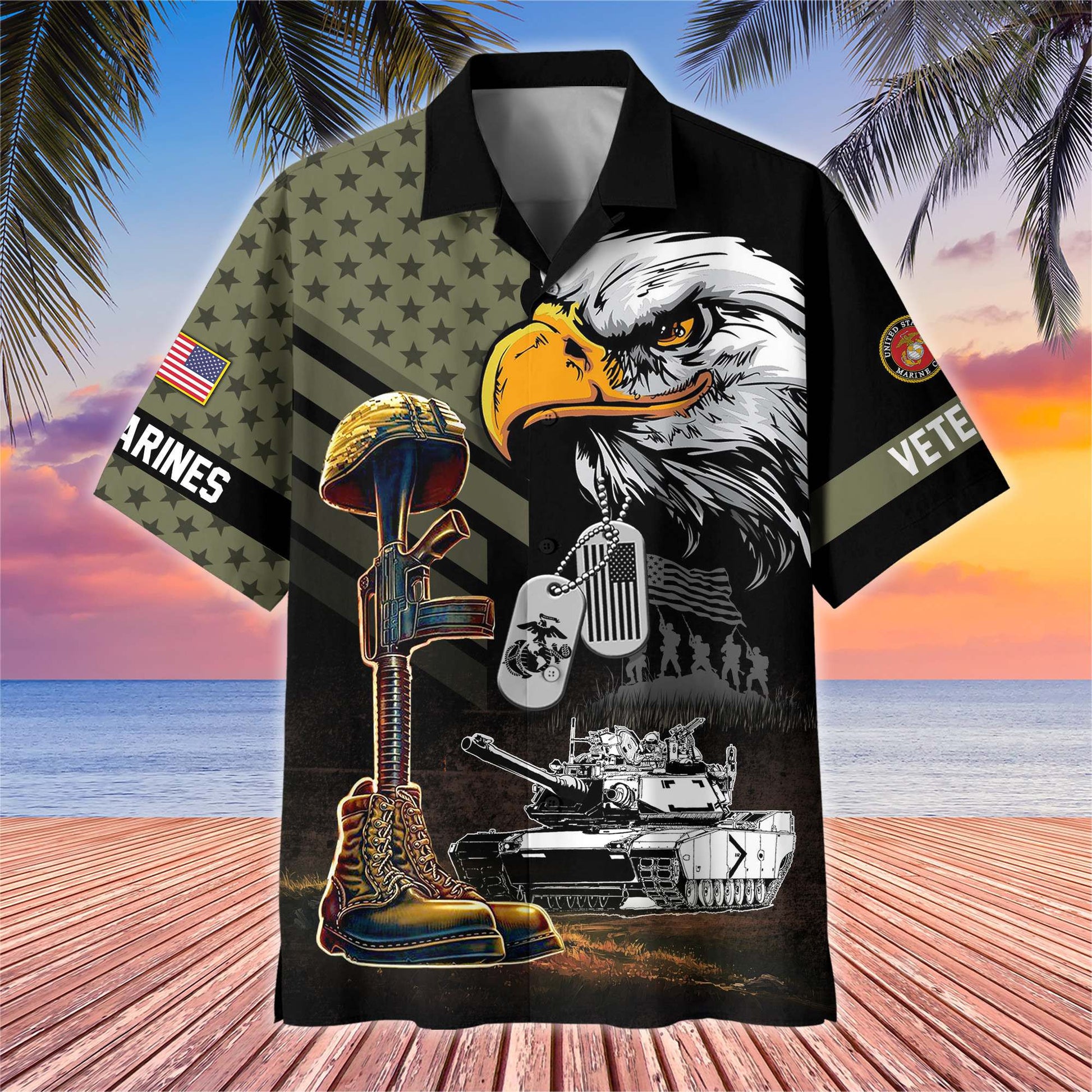 Premium US Veterans Hawaiian Shirt BPHN230512, Gifts For US Veterans, Gifts On Father's Day, Armed Forces Day, Veterans Day.